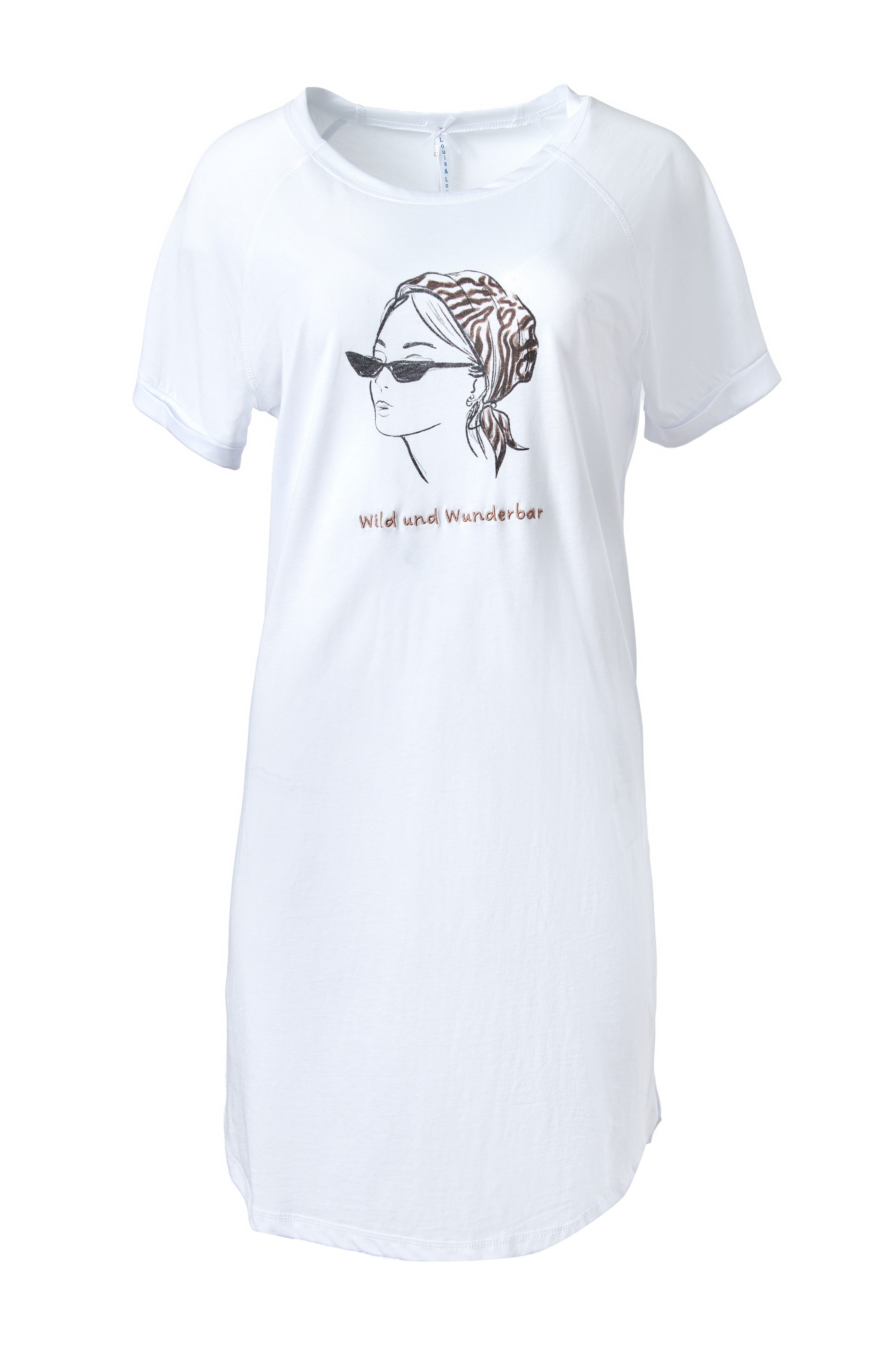 Louis & Louisa Nachthemd NH Oversize weiß mit "Druck Mädchen" Zebra
