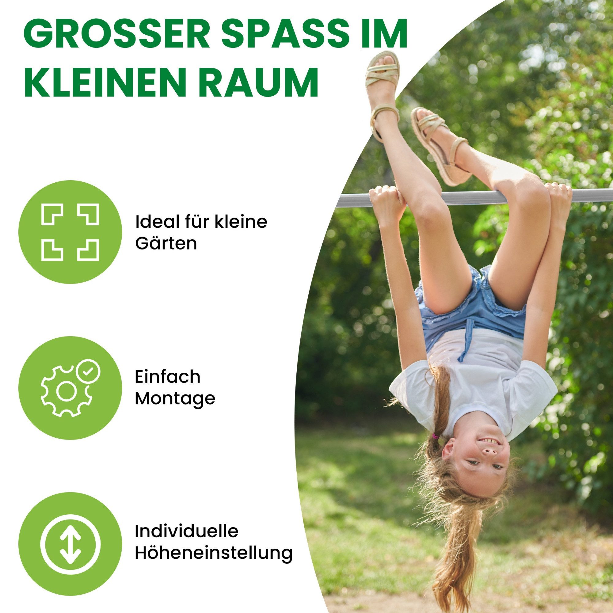 Gartenpirat Turnreck Turnreck aus Kantholz Kiefer imprägniert mit Edelstahl-Reckstange