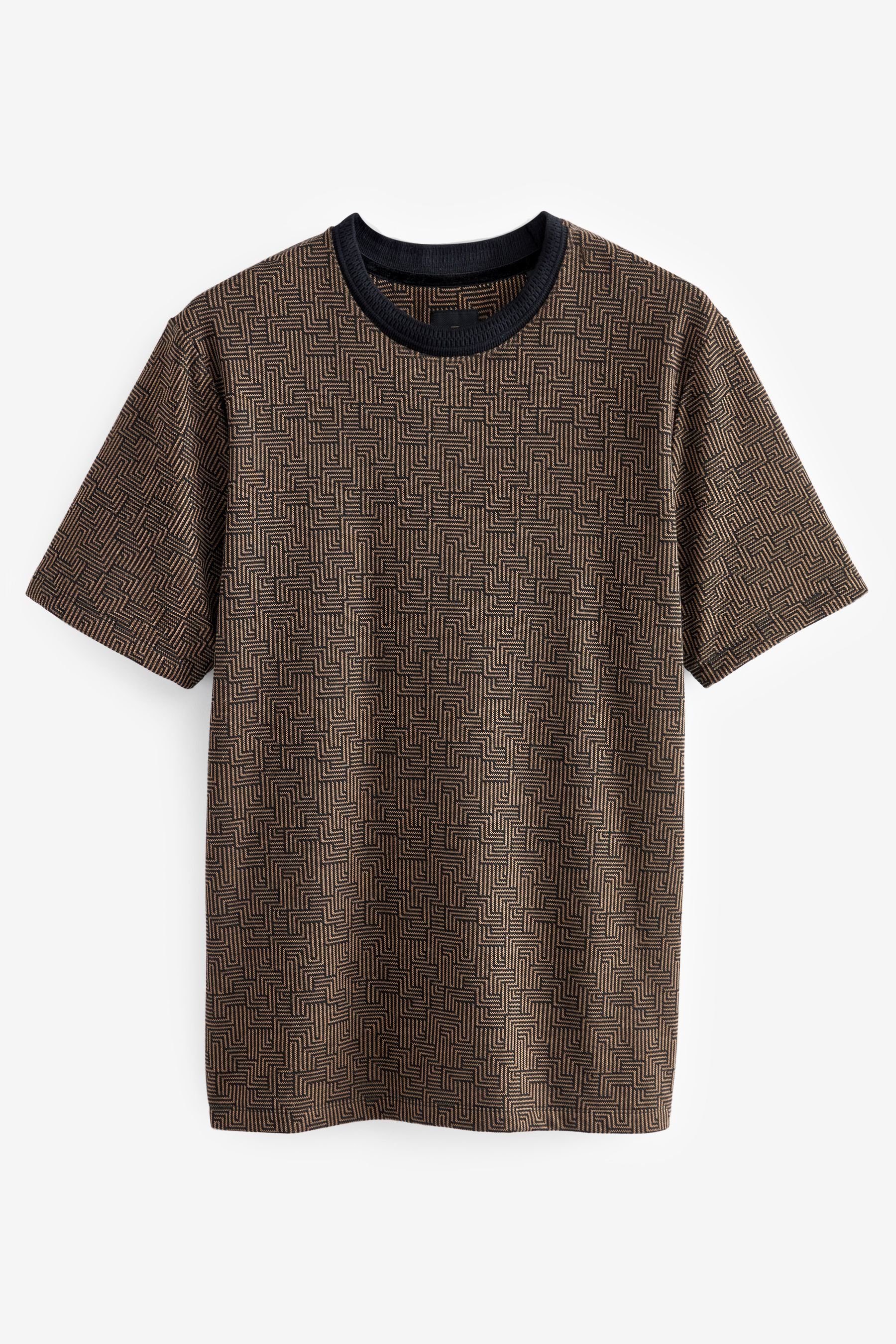 Next Print-Shirt T-Shirt mit geometrischem Print (1-tlg) Black/Gold