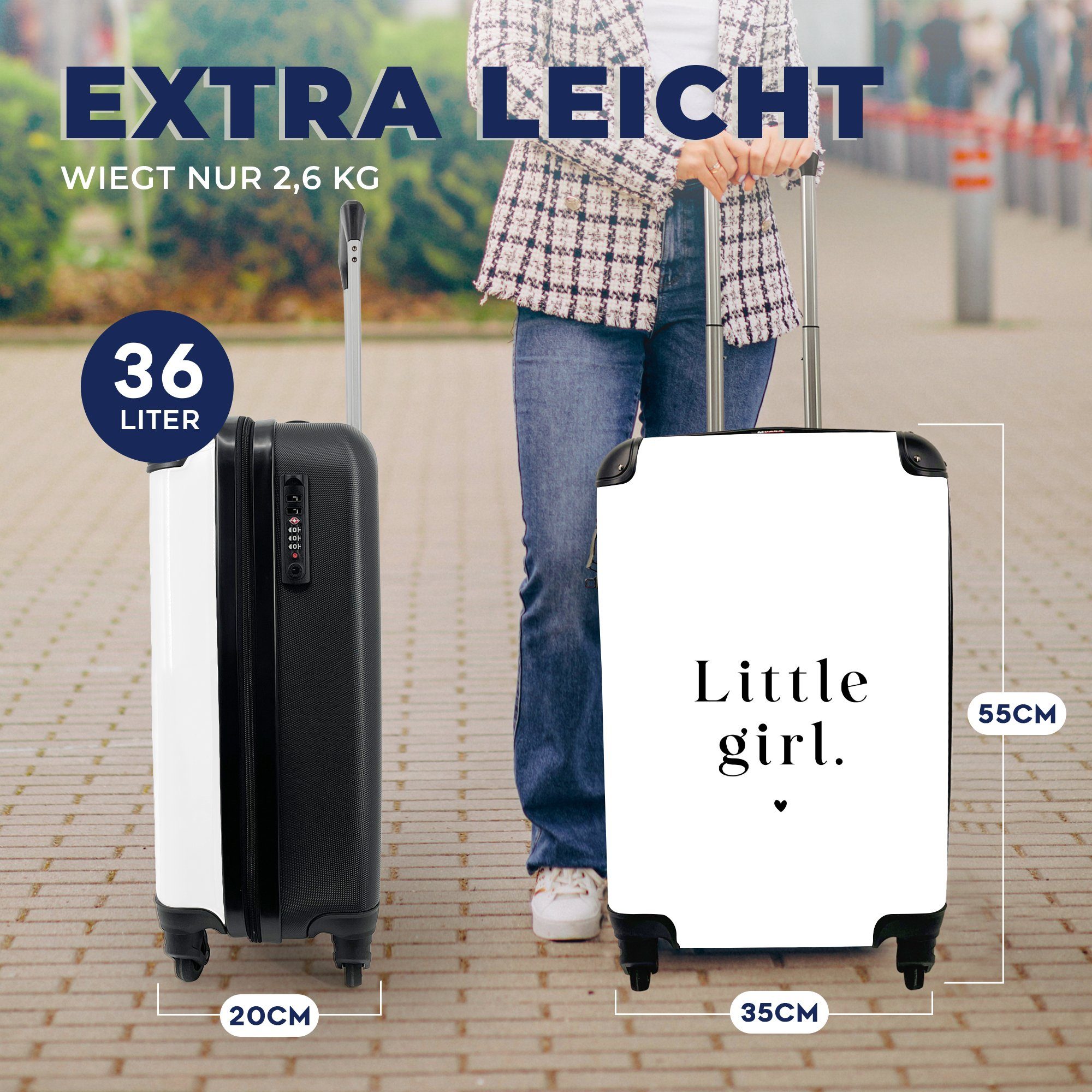 Mädchen Reisekoffer Reisetasche - mit Kinder Kleines für Handgepäck Sprichwörter MuchoWow 4 Rollen, - Ferien, Zitate, Trolley, Handgepäckkoffer - rollen,