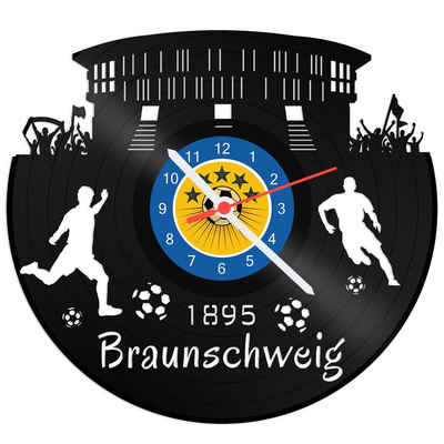 GRAVURZEILE Wanduhr Schallplattenuhr Braunschweig - 100% Vereinsliebe - Fußball