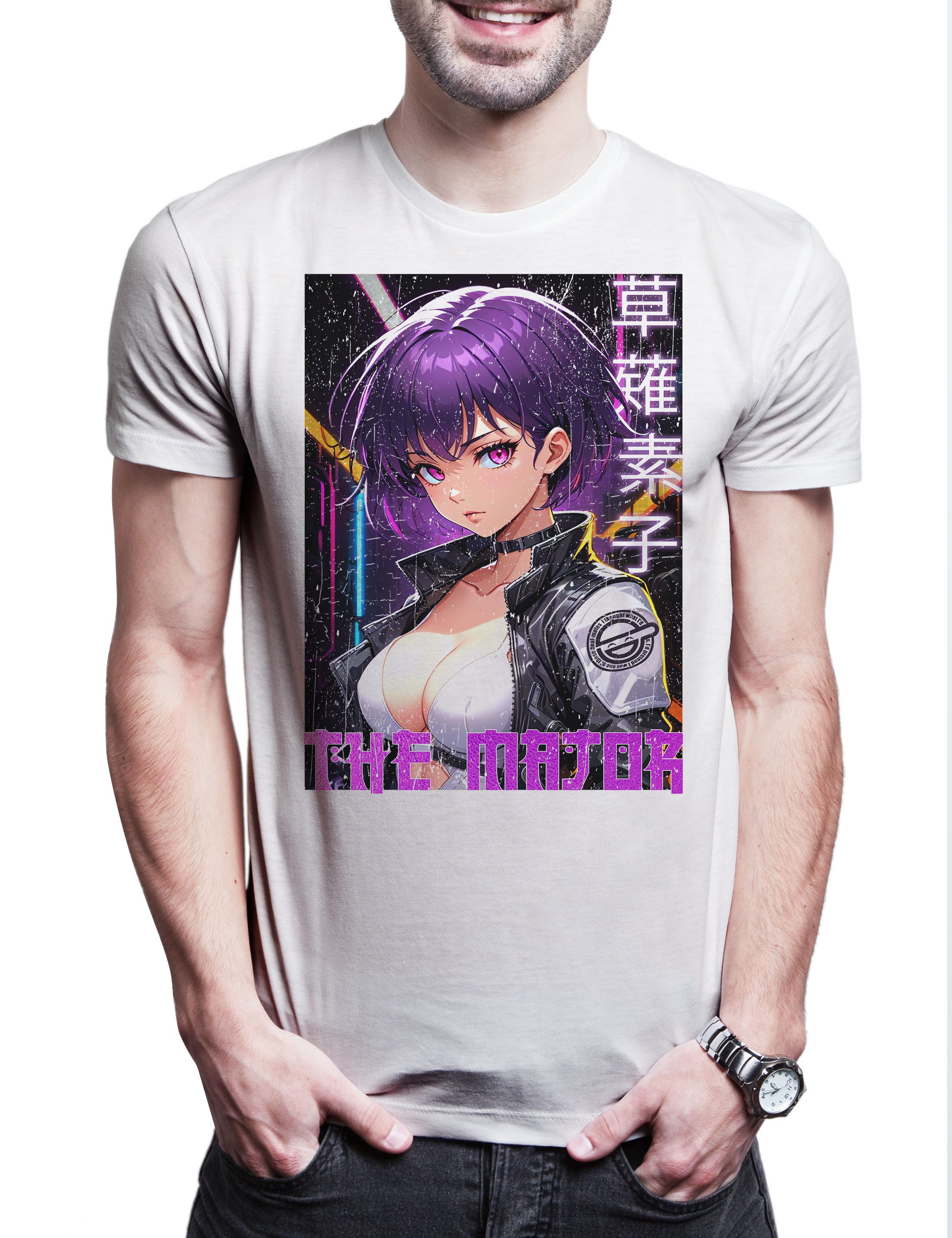 Print-Shirt The Major Herren T-Shirt The Shell Koukaku In Kidoutai Ghost Batou