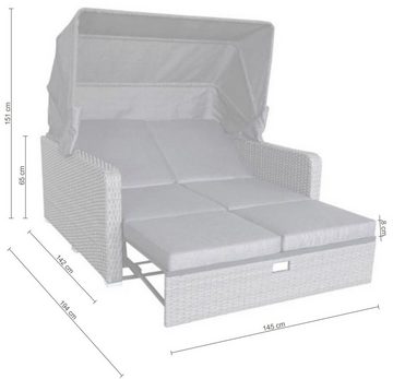 KONIFERA Loungebett Sylt, Set 8 Teile, ausziehbares Sofa, Hängetisch, mit klappbarem Dach, Strandkorb