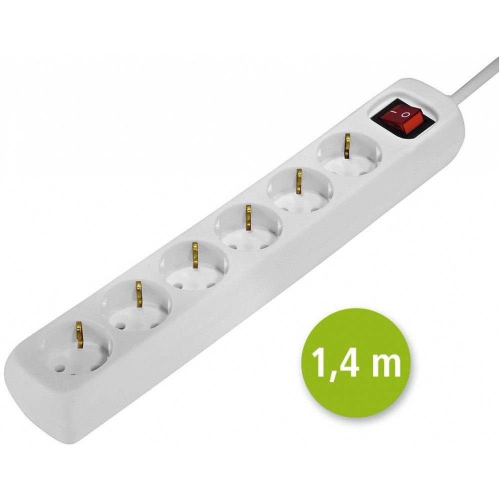 Hama Hama 6fach Steckdosenleiste mit Schalter Mehrfachsteckdose (Sechs Steckdosen für Geräte, Schutzkontakt, Kabellänge 5 m), Beleuchteter Ein/Ausschalter