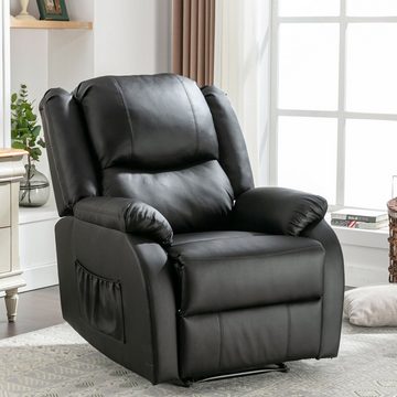 SOFTWEARY Sessel Funktionssessel mit großzügiger Relaxfunktion und Schlaffunktion, Fernsehsessel aus Kunstleder