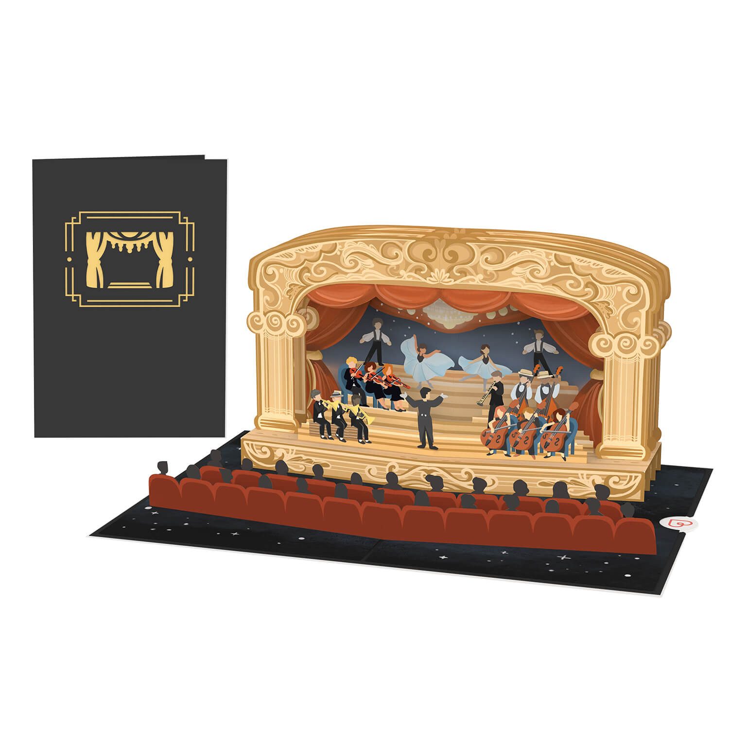 papercrush Geschenkkarte Theater, Gutscheinkarte für Theaterbesuch, Pop-Up Karte, Verschenkfertig, Handgemacht