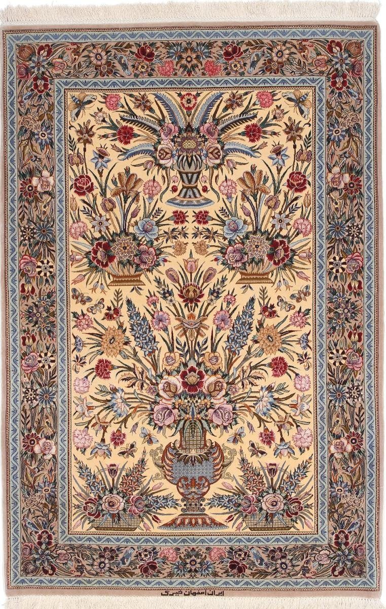 Orientteppich Isfahan Seidenkette 109x171 Handgeknüpfter Orientteppich, Nain Trading, rechteckig, Höhe: 6 mm