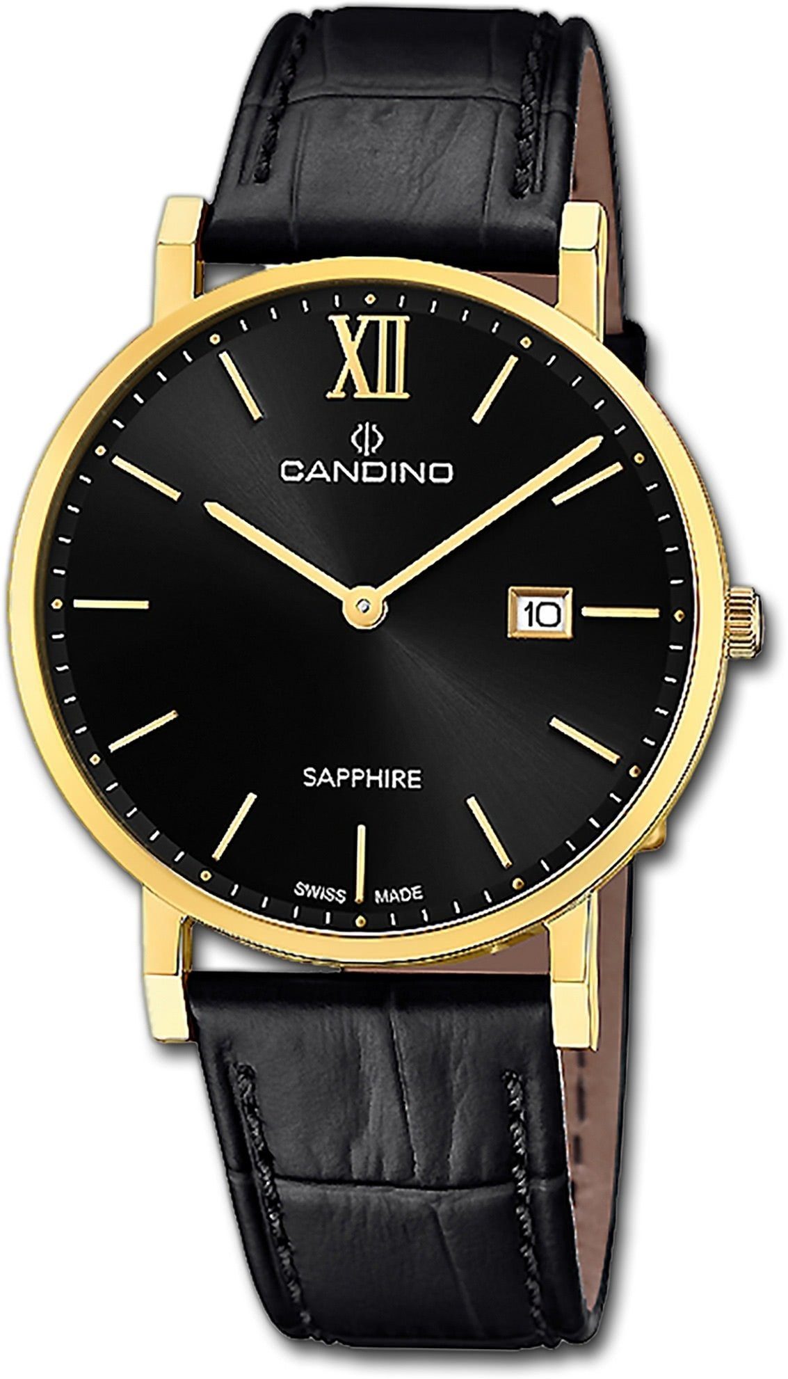 Candino Quarzuhr Candino Herrenuhr Classic, (Analoguhr), Herren Armbanduhr rund, Edelstahlarmband schwarz