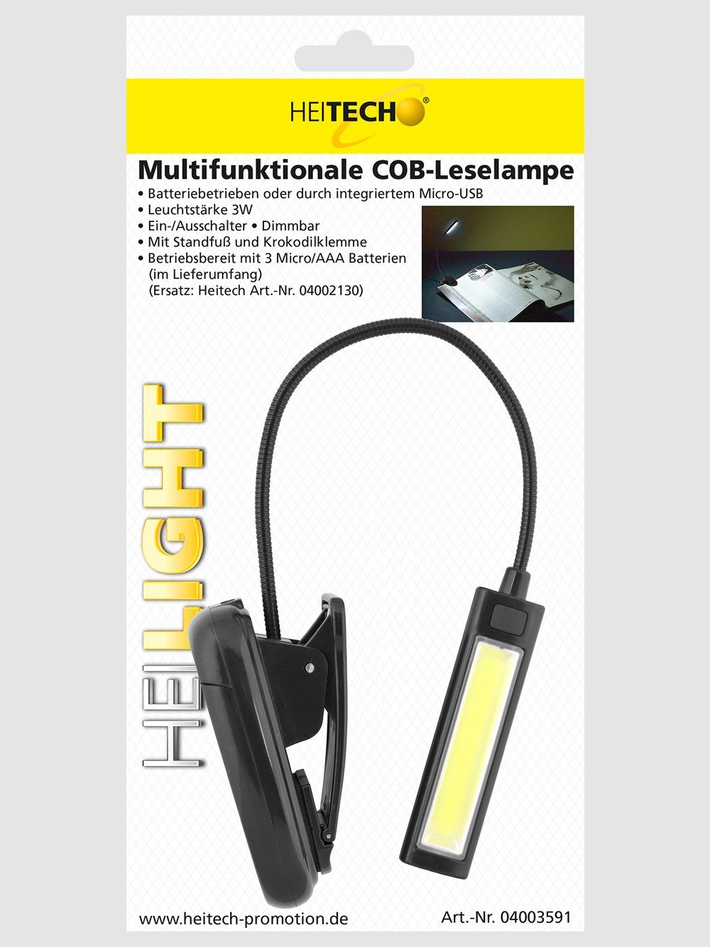 HEITECH LED Leselampe Multifunktionale COB-Leselampe Mit Standfuß