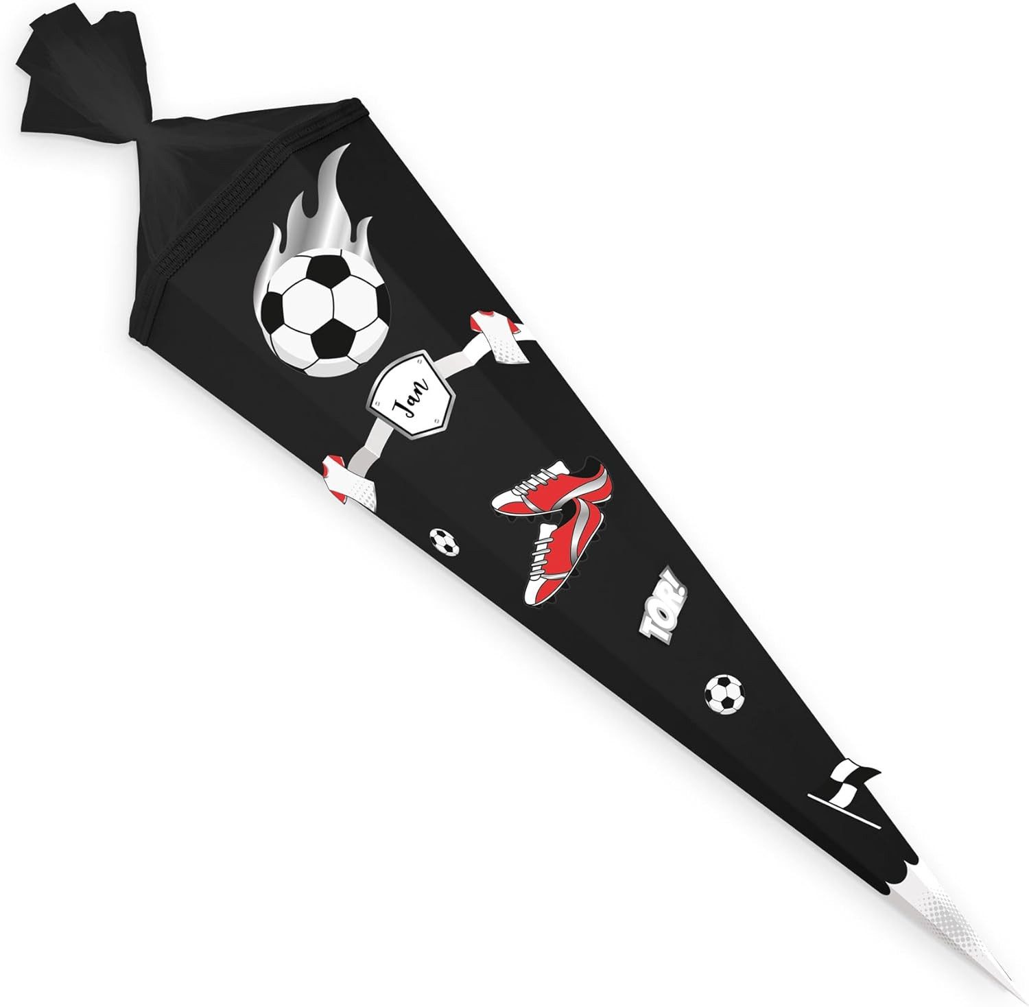 itenga Schultüte itenga DEKO-SET FUSSBALL rot weiss mit Bastel SCHULTÜTE 85 cm sechseck
