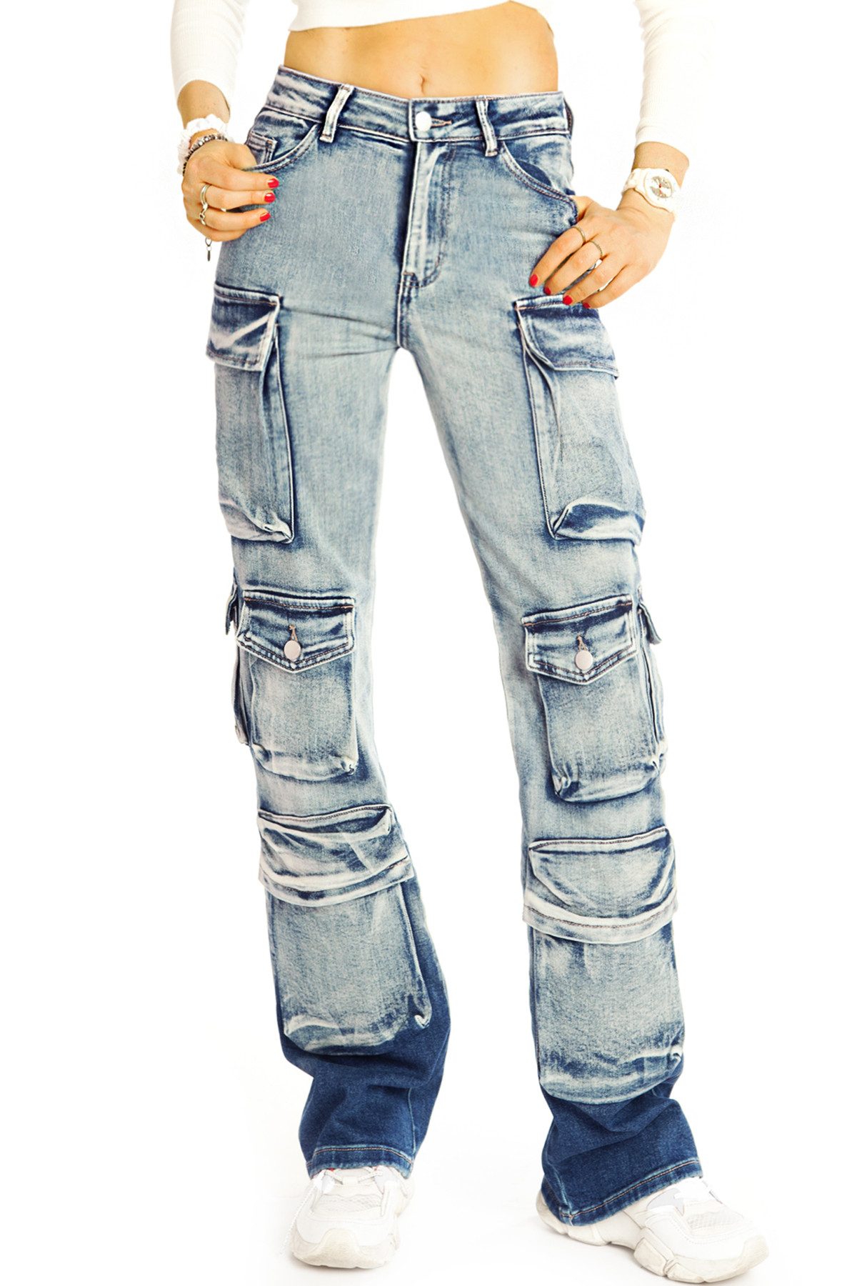 be styled Cargojeans High Waist Cargojeans Hose mit aufgesetzen Taschen - Damen - j31L-1 High Waist