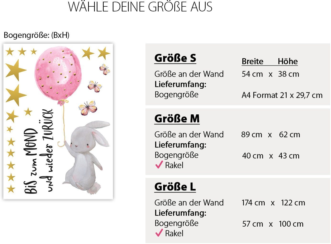 little DECO Wandtattoo »Little Deco Wandtattoo Hase mit Luftballon Rosa & Spruch Bis zum Mond«-HomeTrends