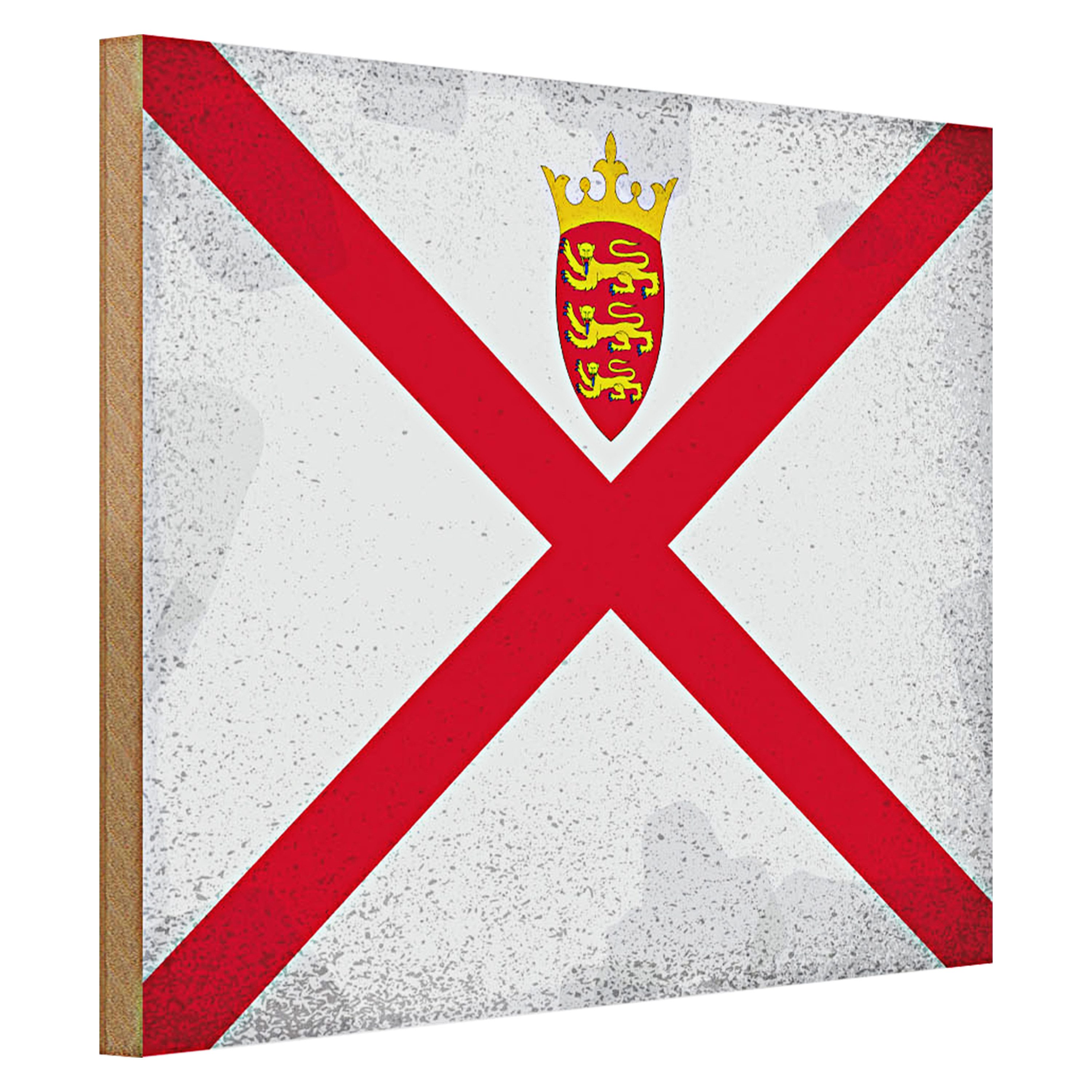 Roomando Holzbild Flagge Jersey 40x30cm Flag of Jersey Vintage