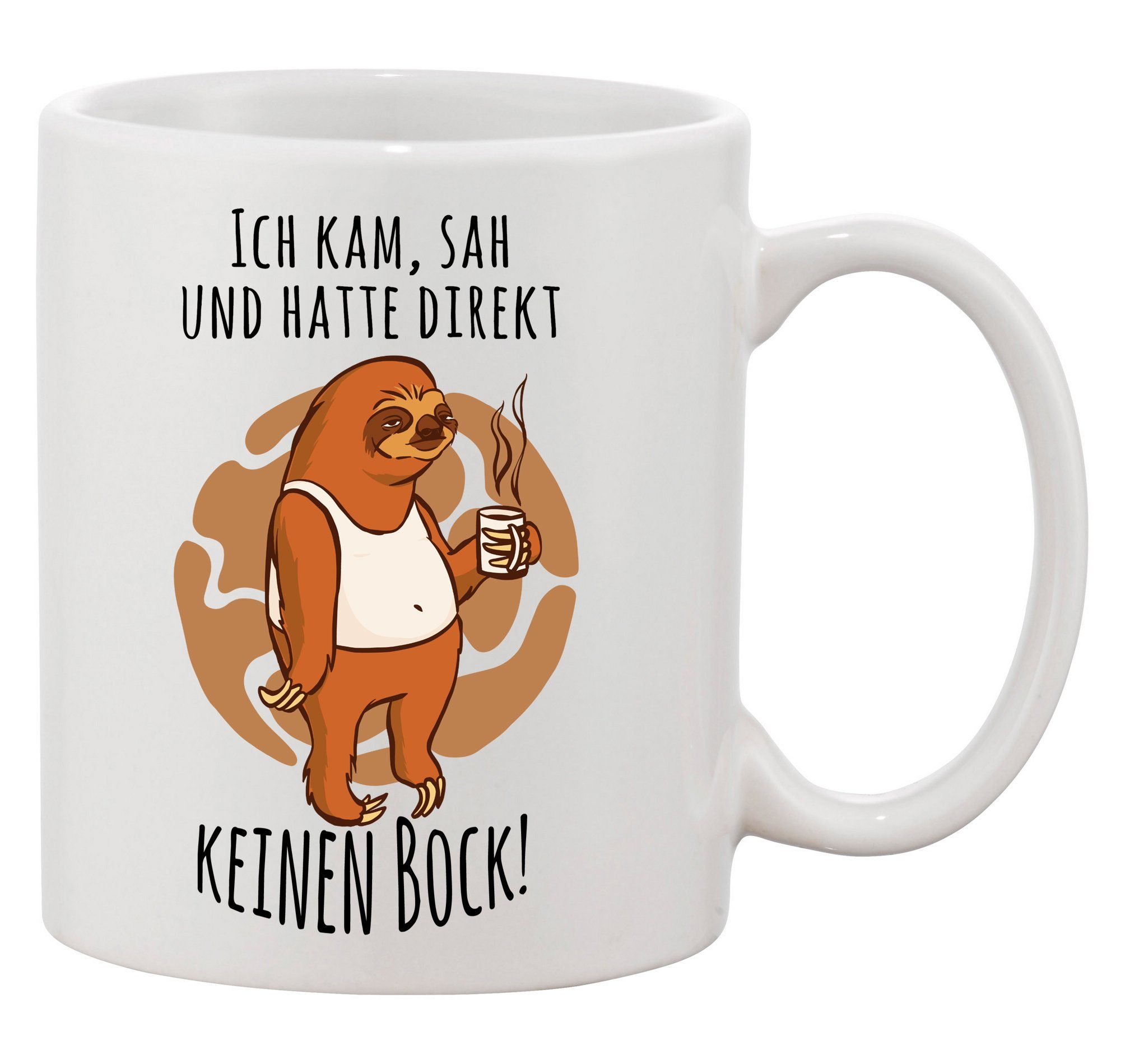 Youth Designz Tasse ICH KAM SAH UND HATTE DIREKT KEINEN BOCK! Kaffeetasse Geschenk, Keramik, mit Faultier Print