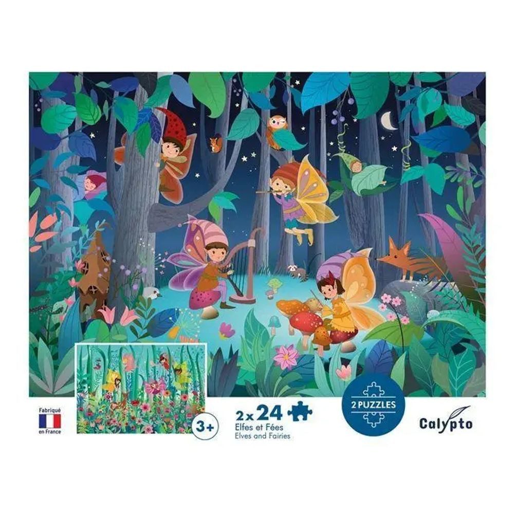 BrainBox Puzzle Elfen und Feen 2x24 Teile Puzzle, 24 Puzzleteile