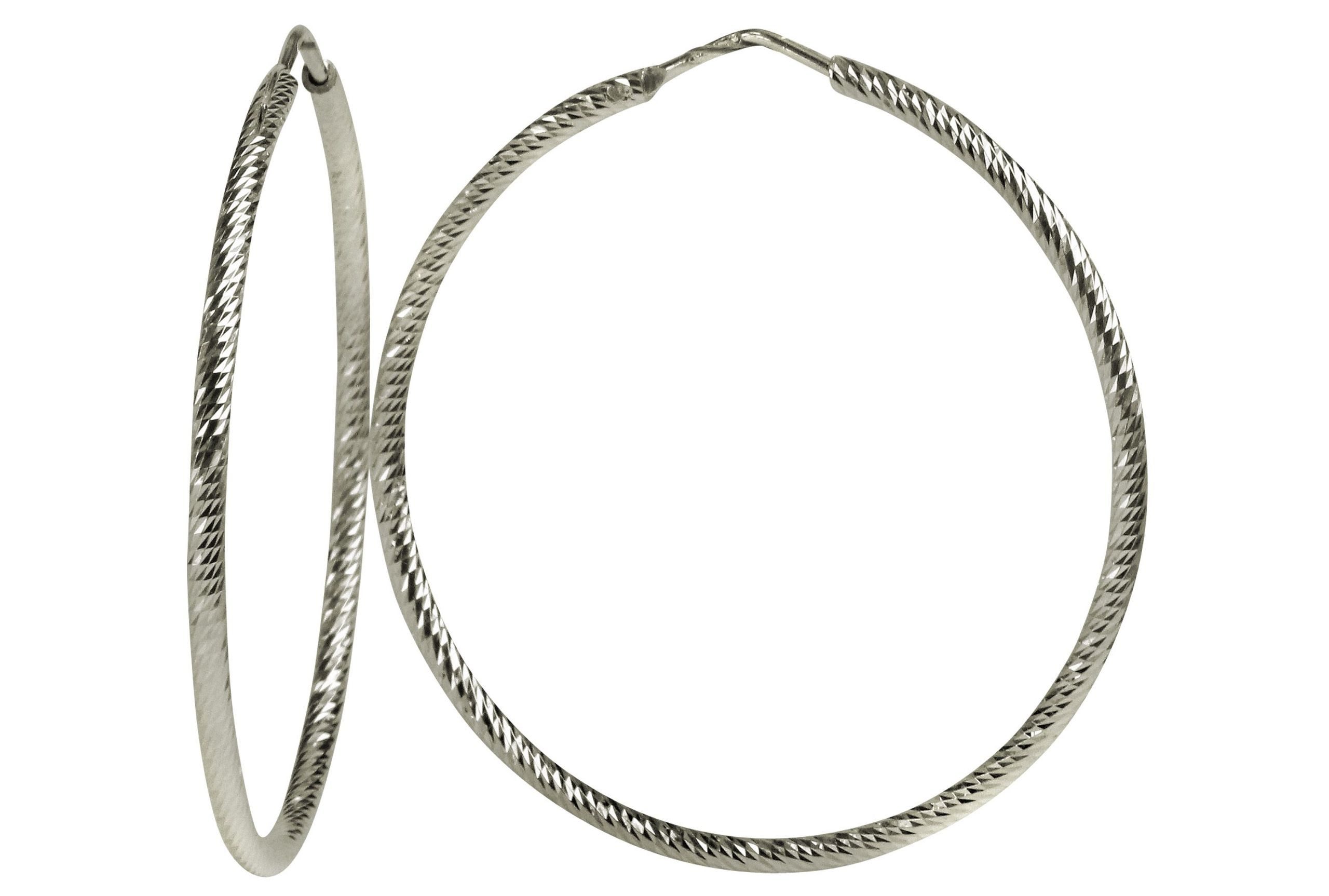 SILBERMOOS Paar Creolen Diamantierte Creolen L, 925 Sterling Silber