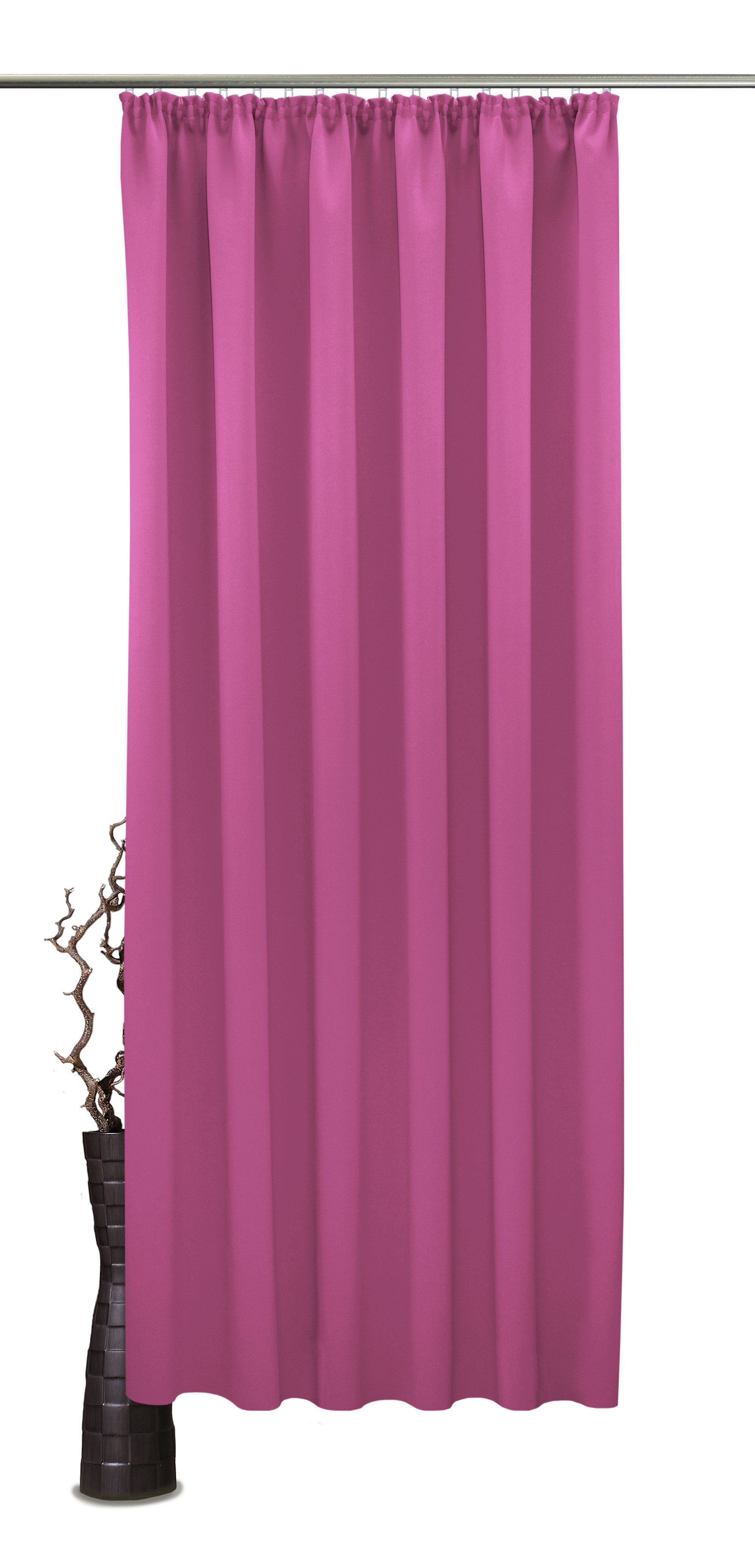 Verdunkelungsvorhang Leon, St), Abdunklung, VHG, Polyester, Kräuselband pink Uni (1 verdunkelnd, Polyester