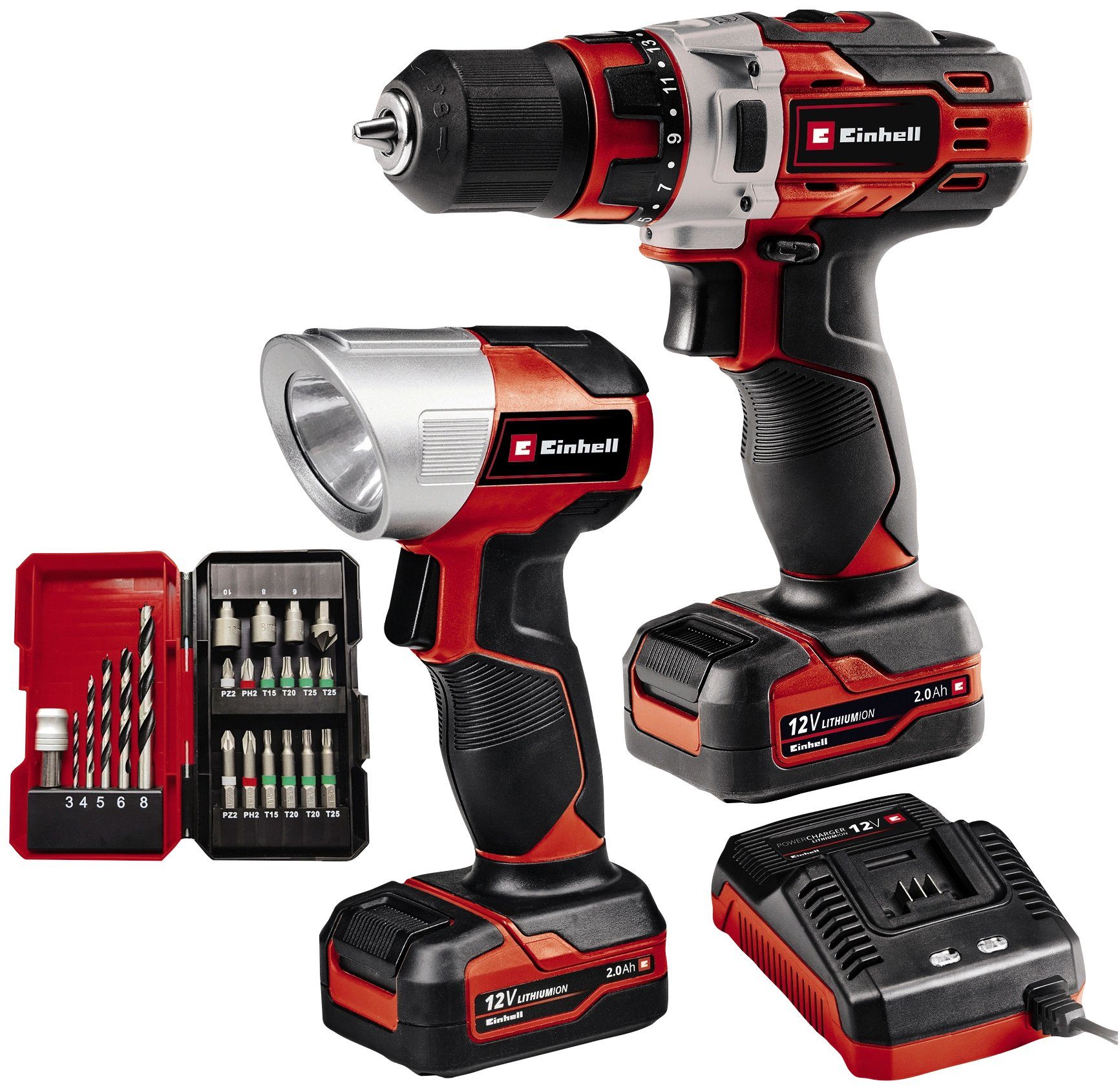 Einhell Akku-Bohrschrauber TE-CD 12/1 Li Akkus +22+CL 1400 2 (2x2.0Ah), U/min, max. (Set), Ladegerät und inkl