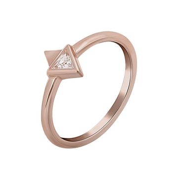 CAÏ Fingerring 925 Silber rosévergoldet mit Zirkonia Dreieck