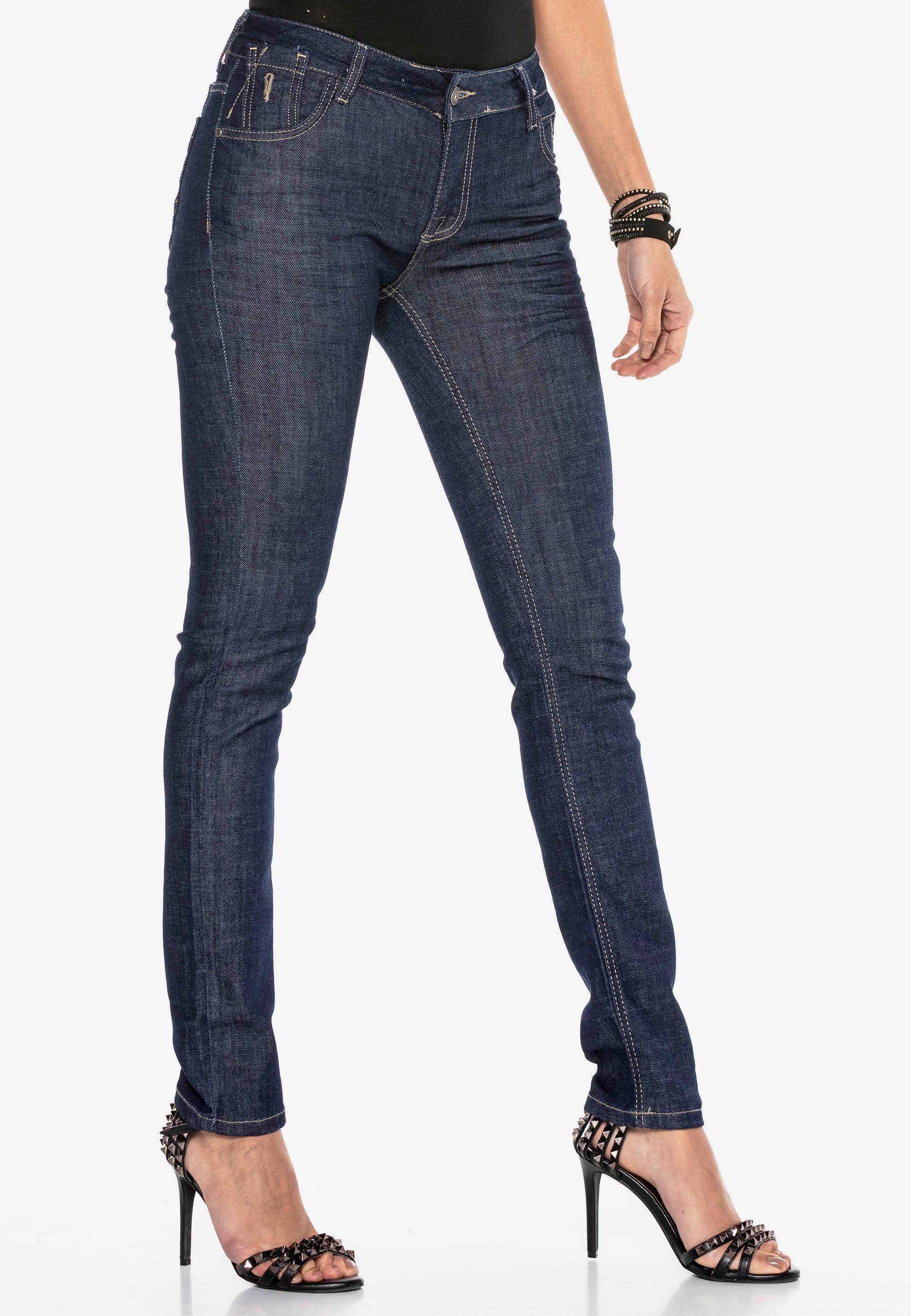 Damen Jeans Cipo & Baxx Straight-Jeans in modischem Straight-Fit-Schnitt
