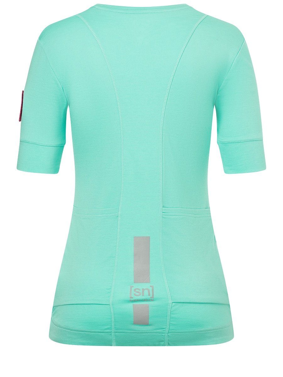 Radtrikot Fahrradtrikot TEE mit W Green Merino Logos SUPER.NATURAL GRAVA reflektierenden Ice Merino-Materialmix