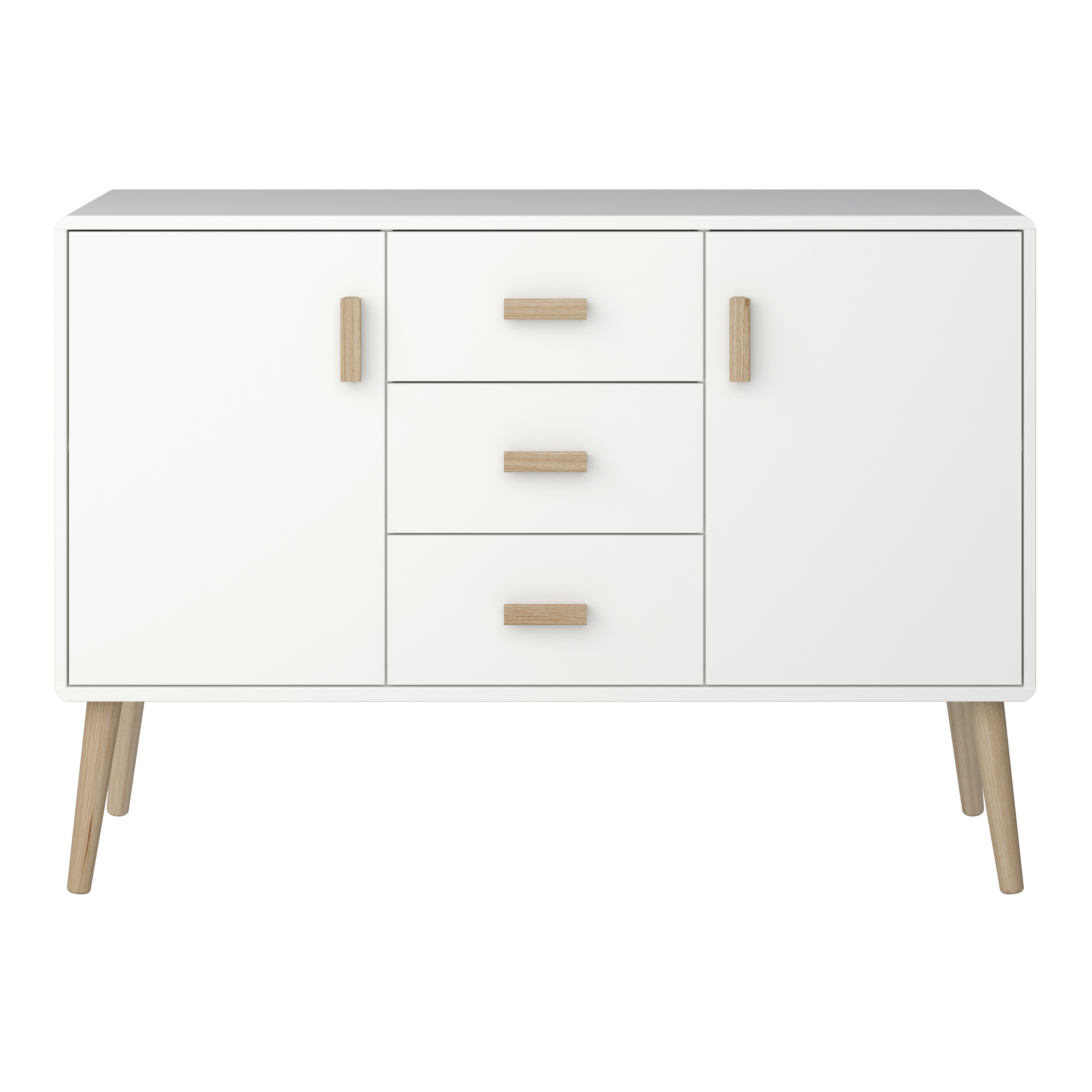 loft24 Sideboard Pavina, Anrichte Schrank 2 Türen 3 Schubladen Skandinavisches Design