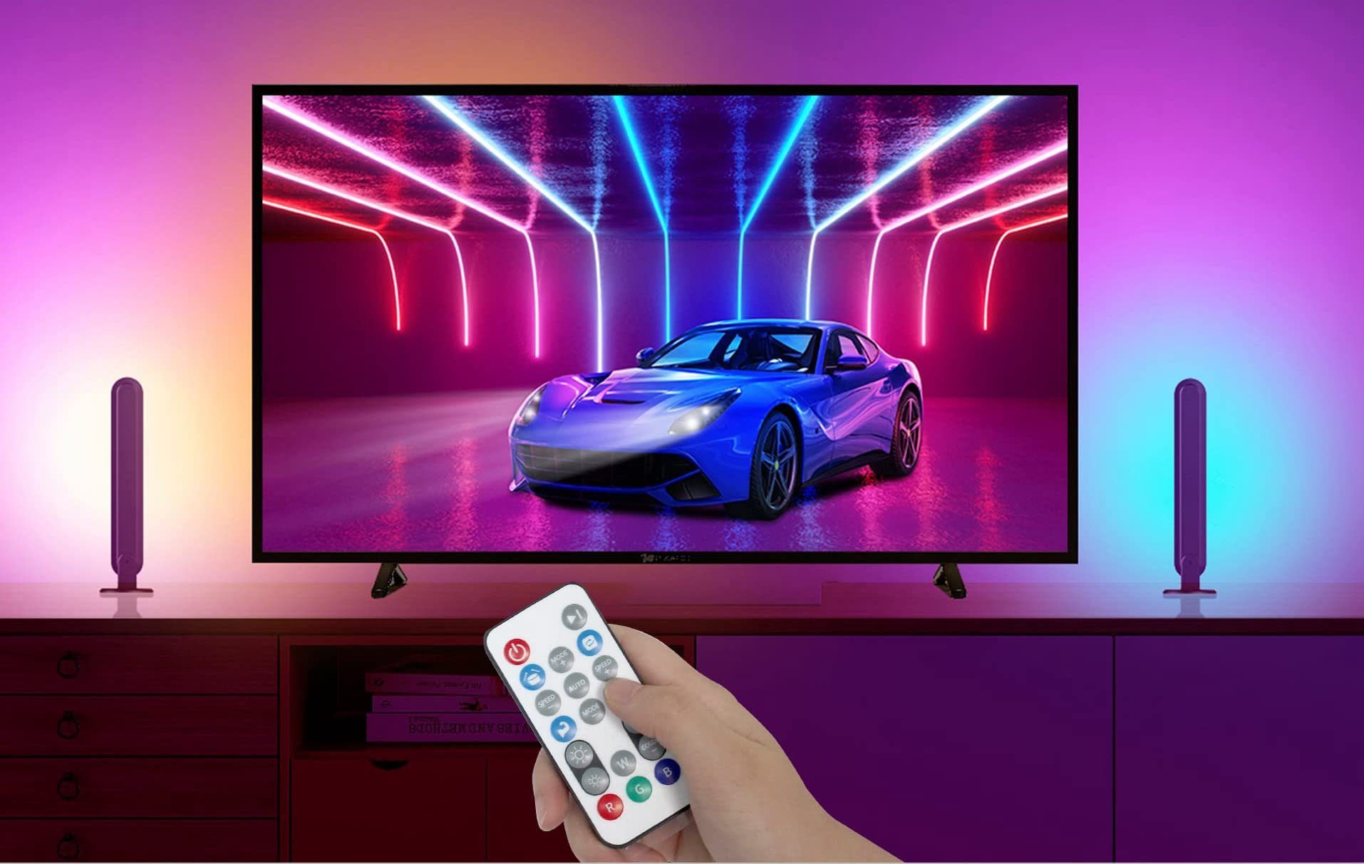 Woward 2er Smart RGB LED Music PC Lampe, TV Sync Smarte RGB Alexa Hintergrundleuchte Gaming