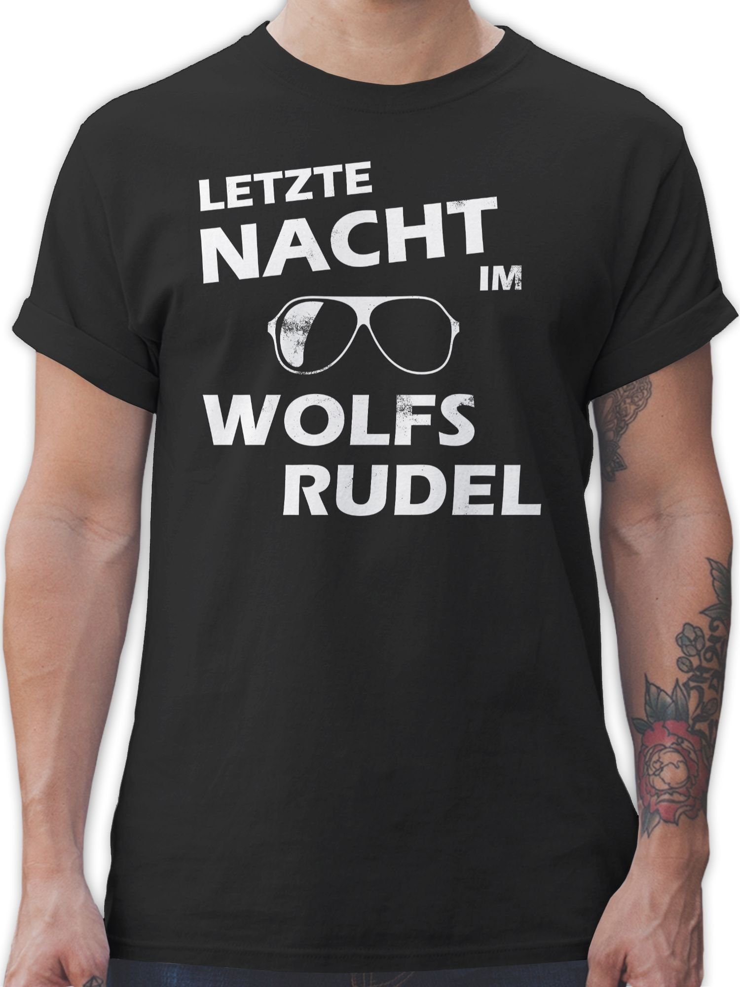 Shirtracer T-Shirt Letzte Nacht im Wolfsrudel - Hangover JGA Männer 1 Schwarz