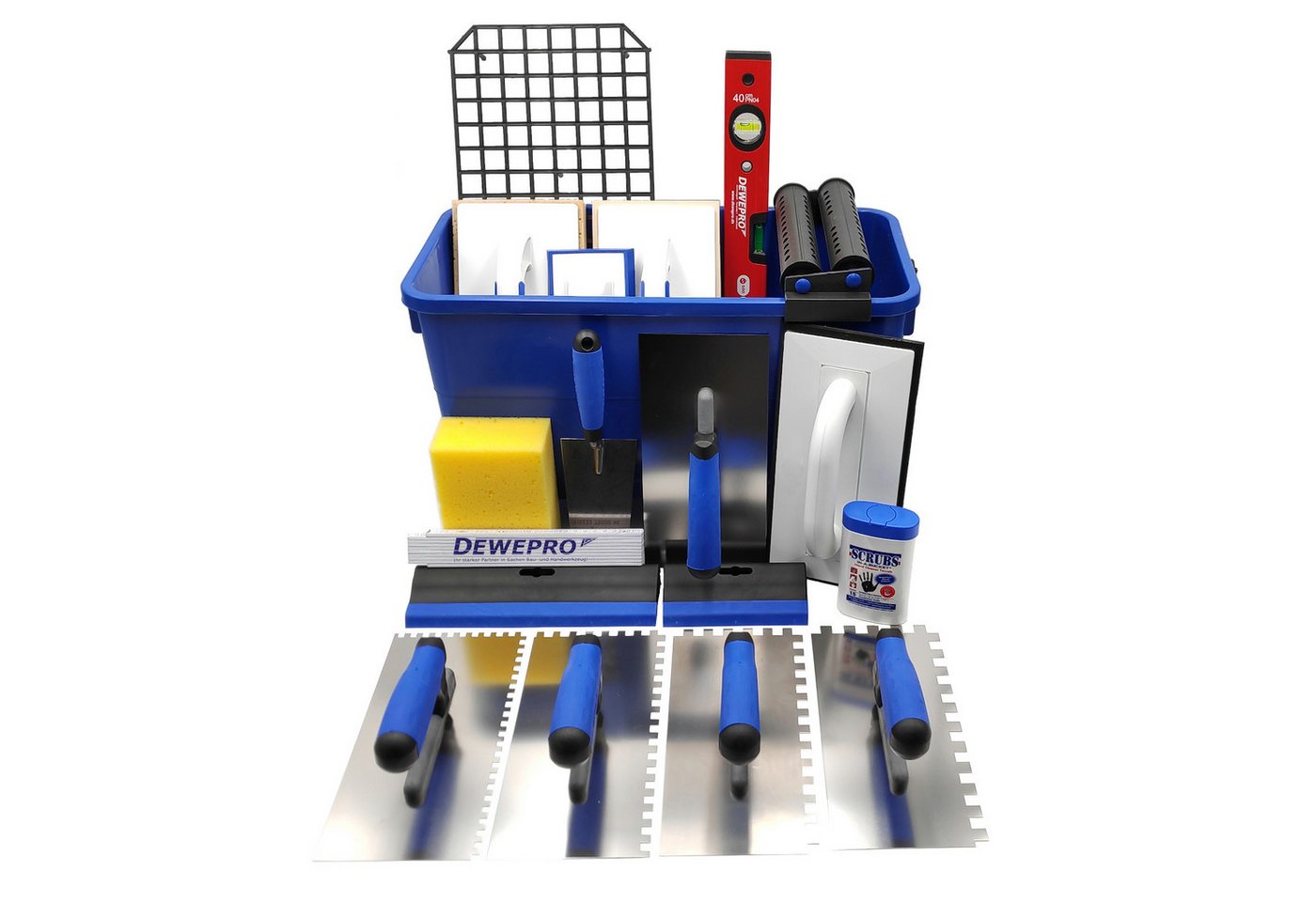 DEWEPRO Fliesenrollenwasch-Set DEWEPRO Profi Fliesenleger Waschset 20-teilig 22l Box Werkzeug Zubehö, (20-tlg., DEWEPRO Profi Fliesenleger Waschset 20-teilig 22l Box Werkzeug Zubehör)
