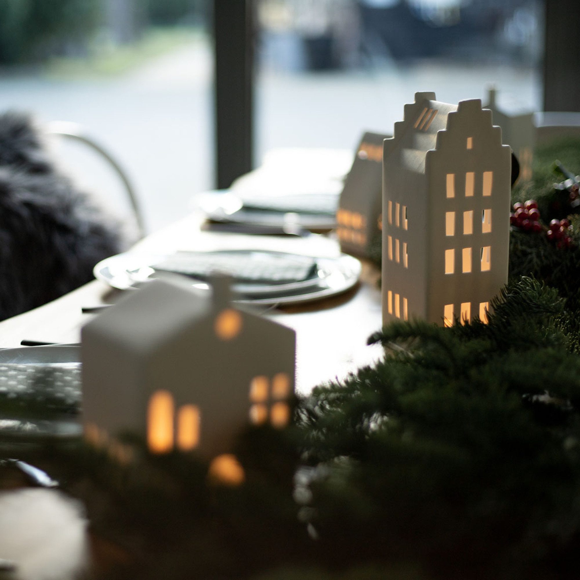 Räder Teelichthalter räder Giebeldach Kerzenständer Teelicht weiß