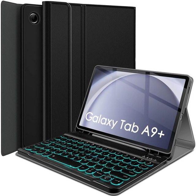 Sross Tastatur für Samsung Galaxy Tab A9 Plus Hülle 11 Zoll SM-X210/216/218 Tablet-Tastatur (Beleuchtete Bluetooth Galaxy Tastatur für Tab A9+ (SM-X210/216/218)