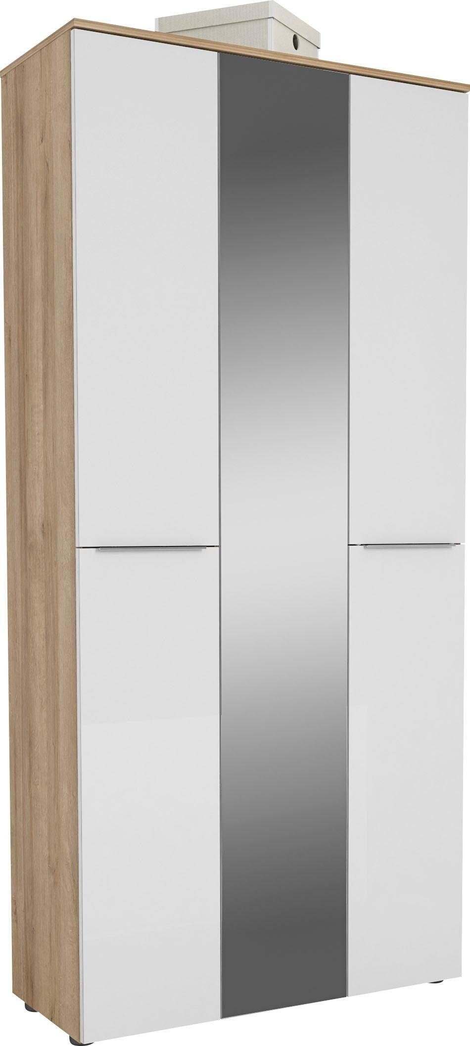 Maja Möbel Garderobenschrank TREND Garderobenschrank 2571 Oberplatte Holz,  mittlere Tür mit Spiegel, 1 ausziehbare Kleiderstange