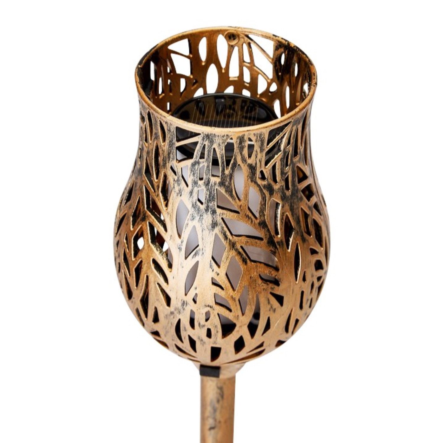 Online-Fuchs LED Solarleuchte für draußen - 6 Fackeln mit Flamme - Solar Lampen als Gartendeko, realistischer Flammeneffekt, gelb/oranger Feuereffekt, aus Kunst – Bild 2 von 3