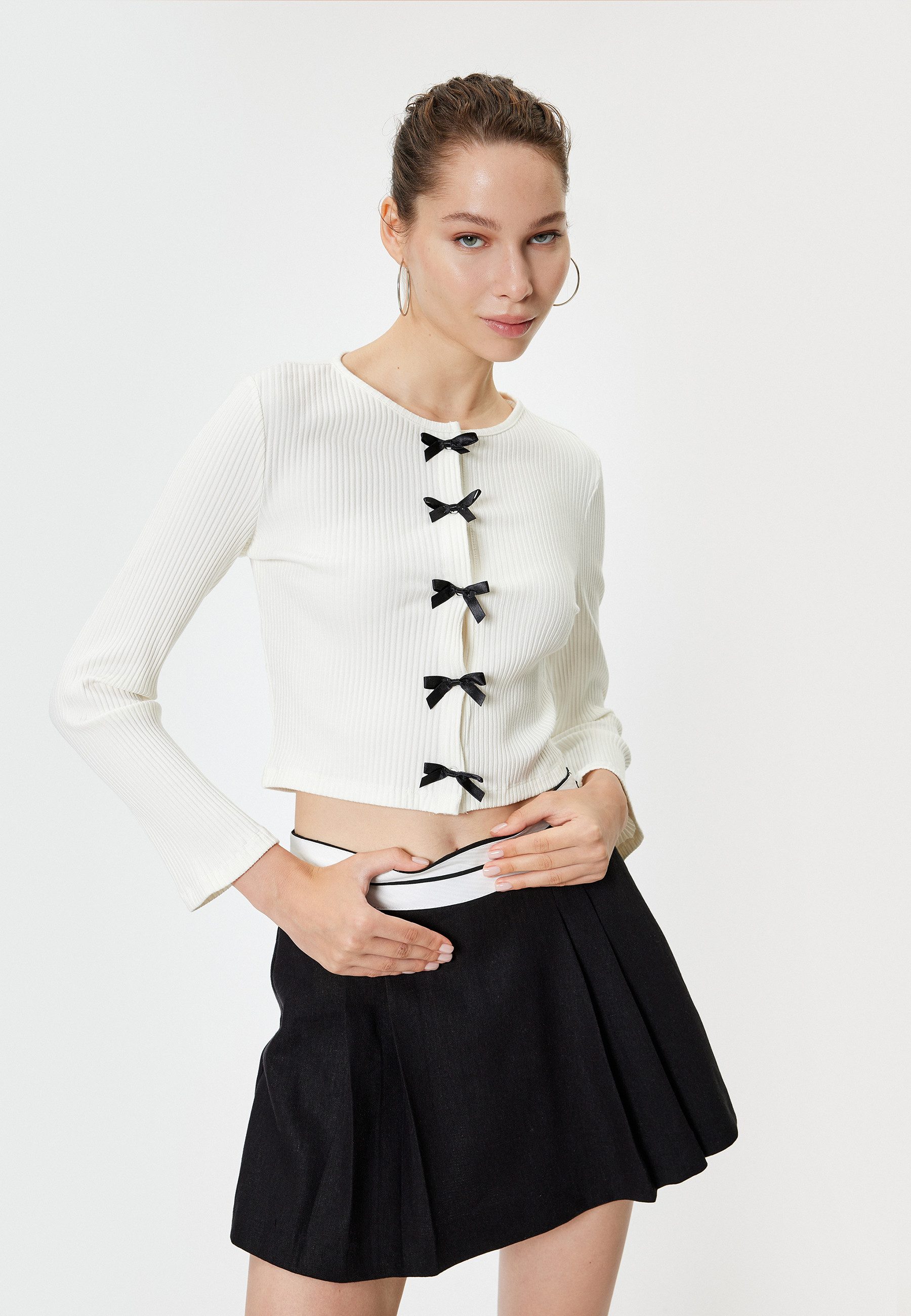 Koton Cardigan Rundhalsausschnitt Mit Schleife günstig online kaufen