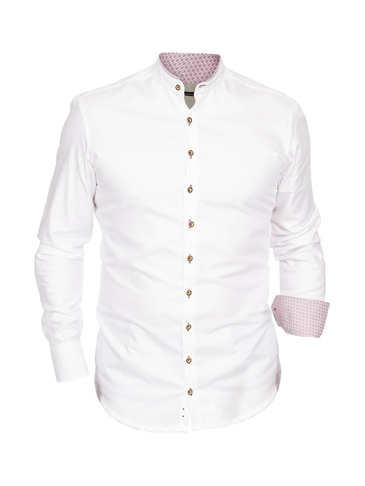 Gipfelstürmer Trachtenhemd Hemd Stehkragen 420004-3829-138 weiß hochrot (Slim | Trachtenhemden