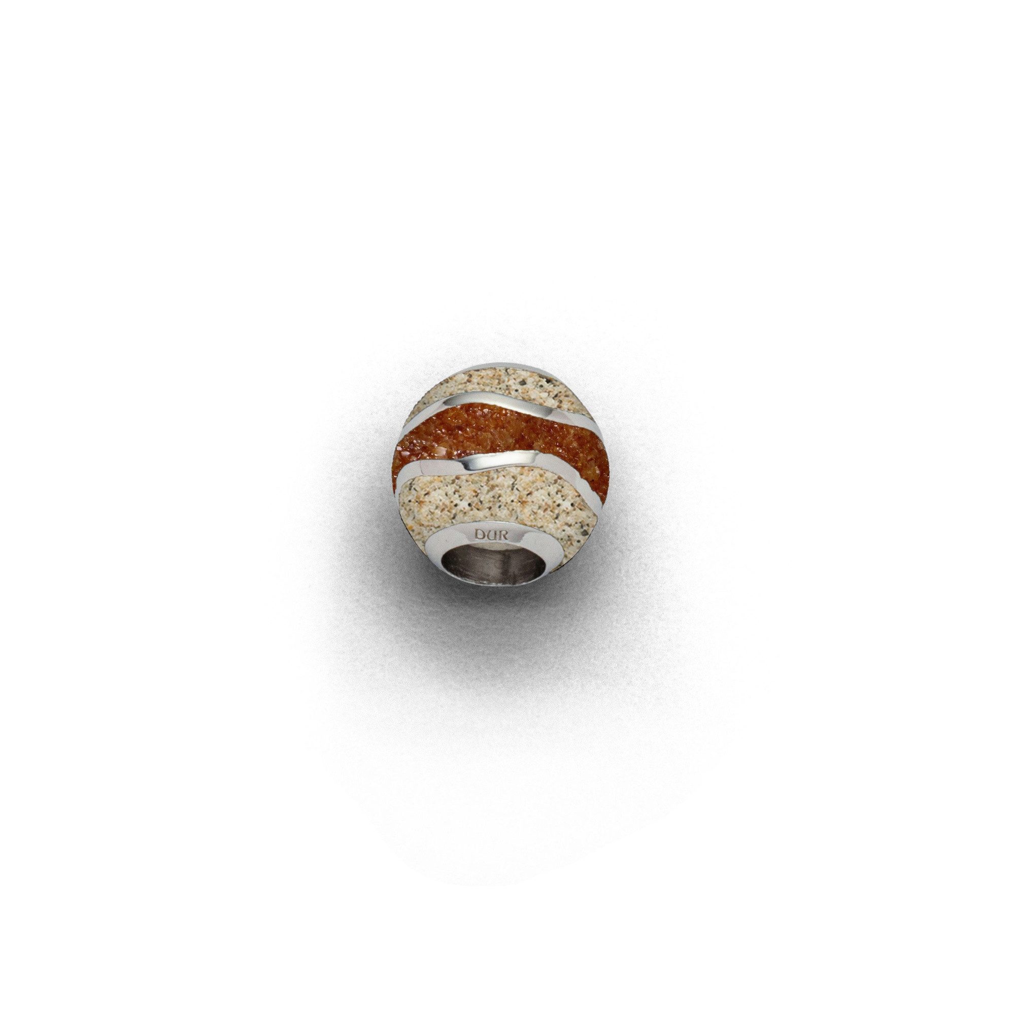 Bead Anhänger P3876 – „Strandwelle“ mit Strandsand & Bernsteinsand, Ø 11 mm