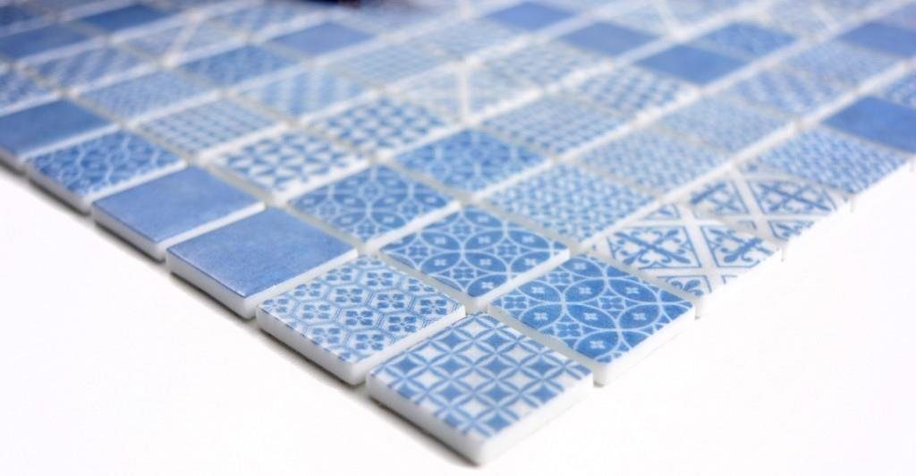 / Mosaikmatten Mosaikfliesen Recycling Glasmosaik 10 blau Mosani matt Mosaikfliesen