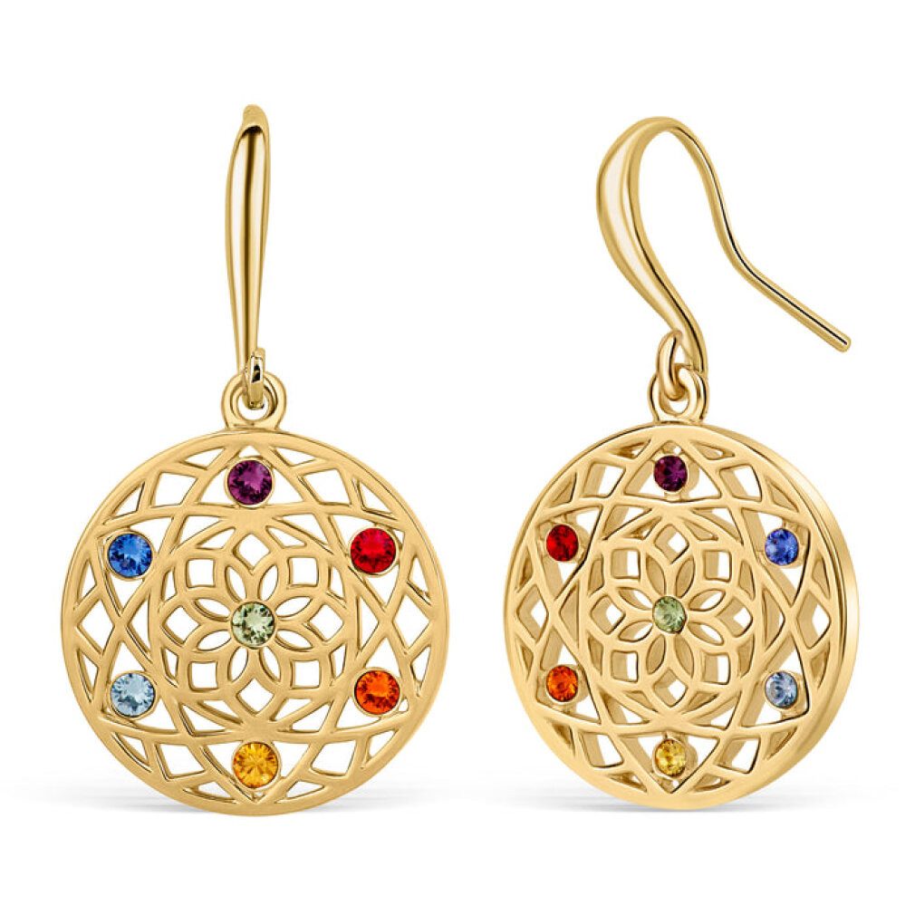 Crystalp Jewellery Ohrring-Set Stylové pozlacené náunice s krystaly Chakra Flower 40191.MLT.G