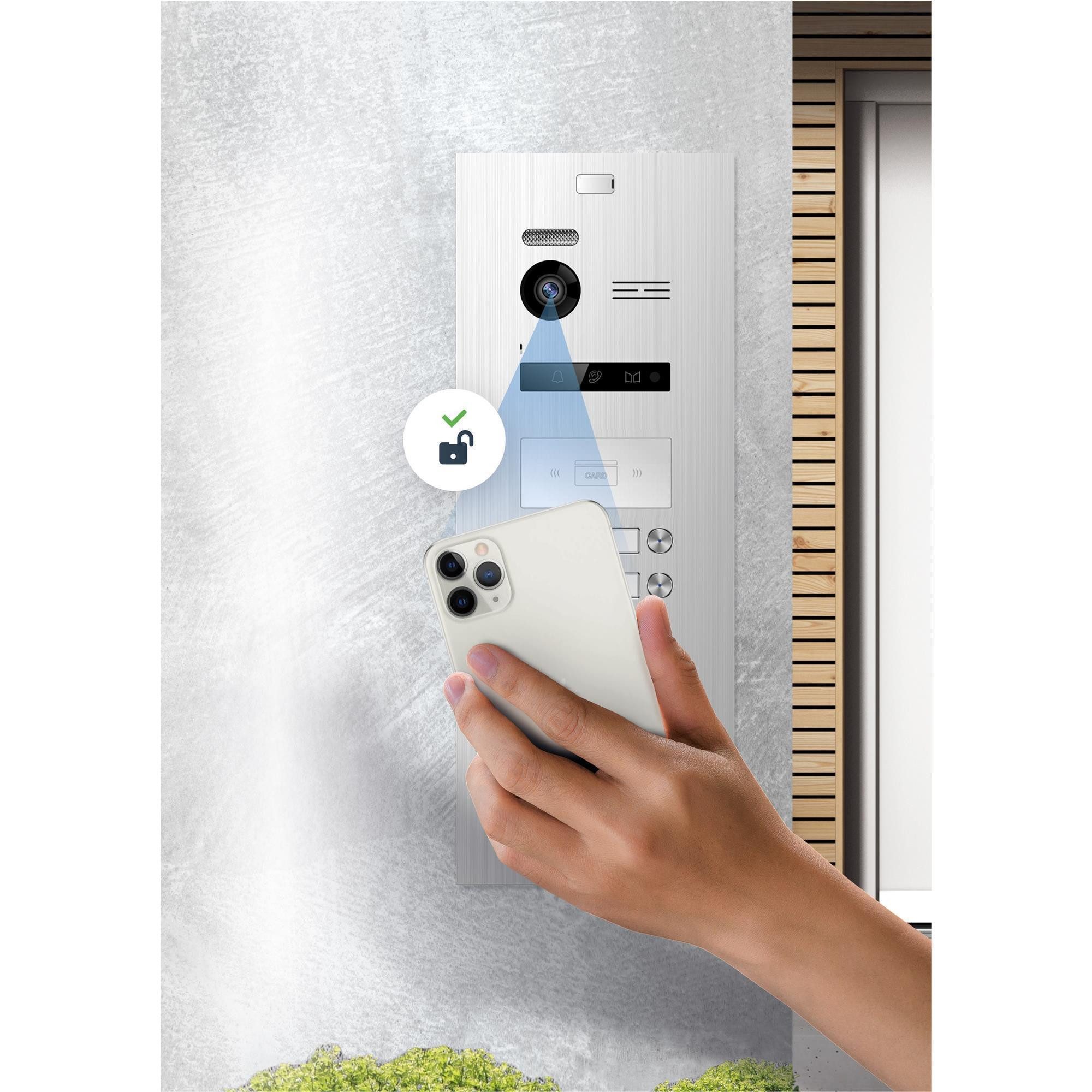 Balter Video-Türsprechanlage BALTER HD WLAN Video Gegensprechanlage 3-Familienhaus Schwarz Weiß (Set, 3-Familienhaus, Komplettset, Full HD 175° Kamera, App-Steuerung)