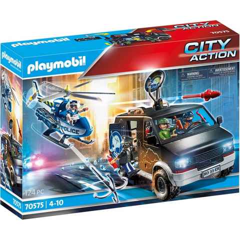 Playmobil® Konstruktions-Spielset Polizei-Helikopter: Verfolgung des Fluchtfahrzeugs (70575), (124 St), City Action