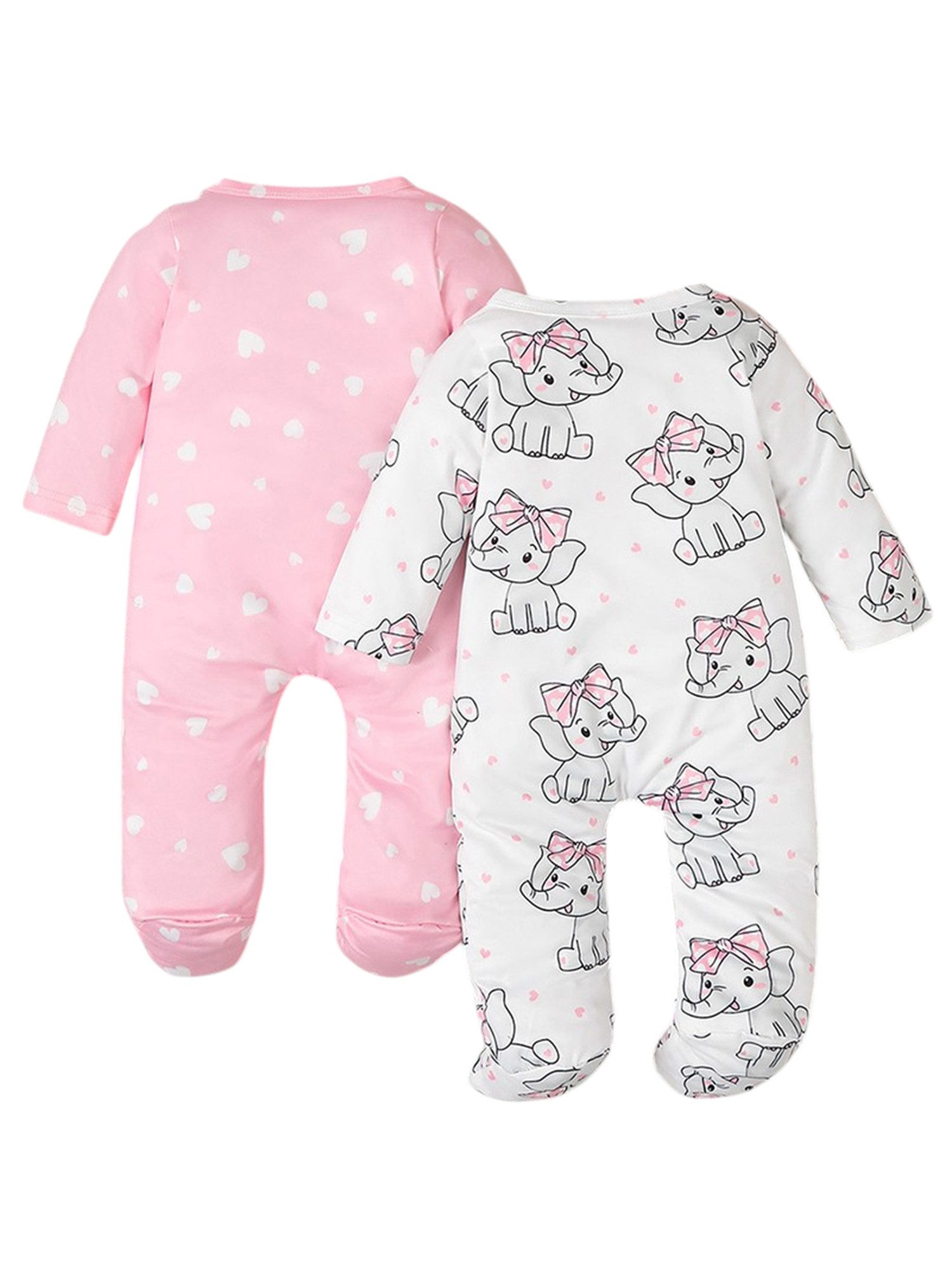 Lapastyle Strampler 2tlg Baby Mädchen Liebesdruck Strampler Langarm Overall Freizeit Set Neugeborenes Schlafanzug, Babykleidung mit Tierdruck