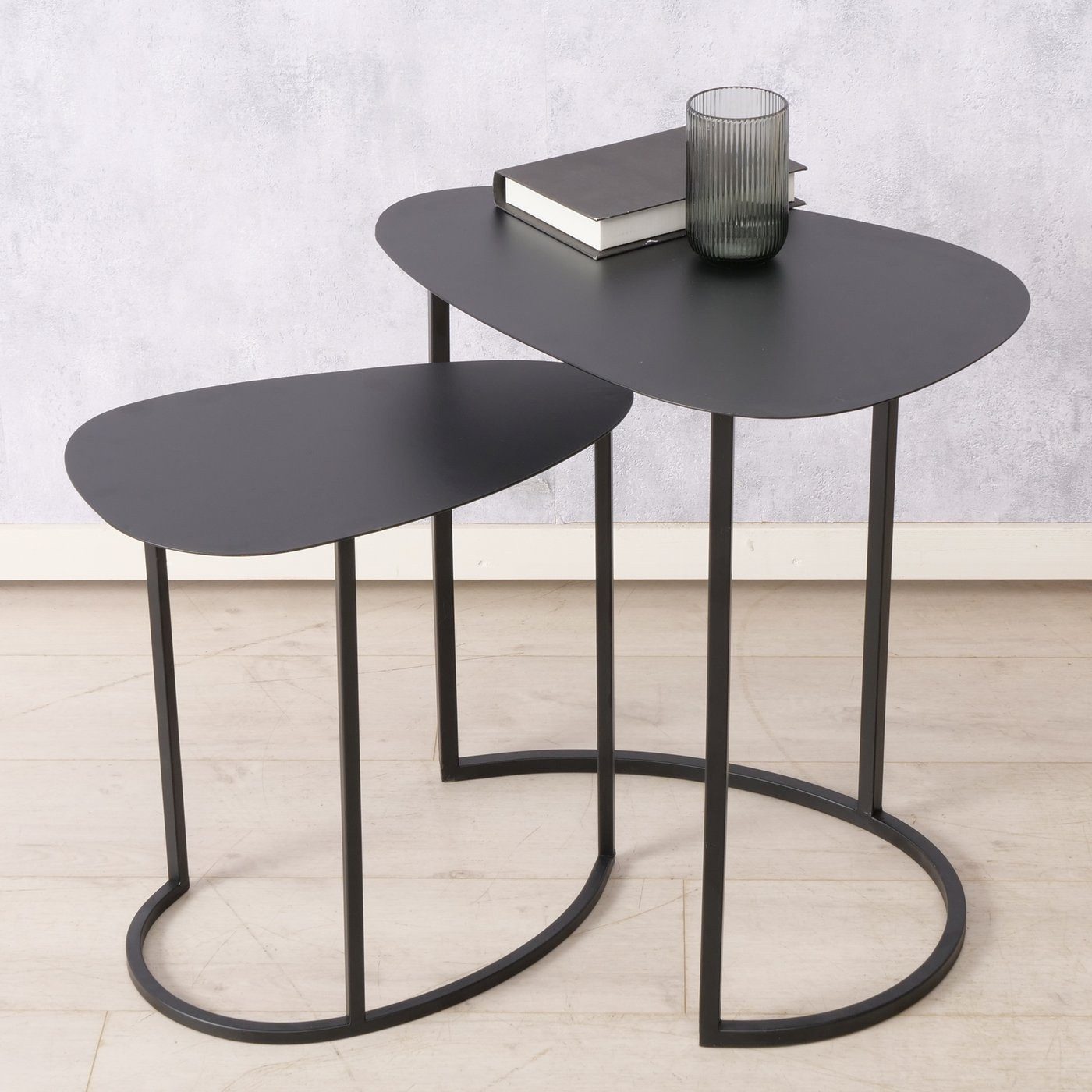 BOLTZE GRUPPE GmbH Beistelltisch Couchtische JERRY, tropfenförmig, aus Metall, 2er-Set (funktional), keine