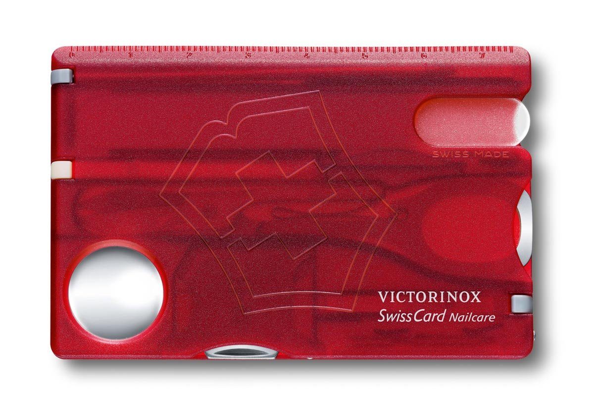 Victorinox Taschenmesser Swiss Card transparent Nailcare, rot