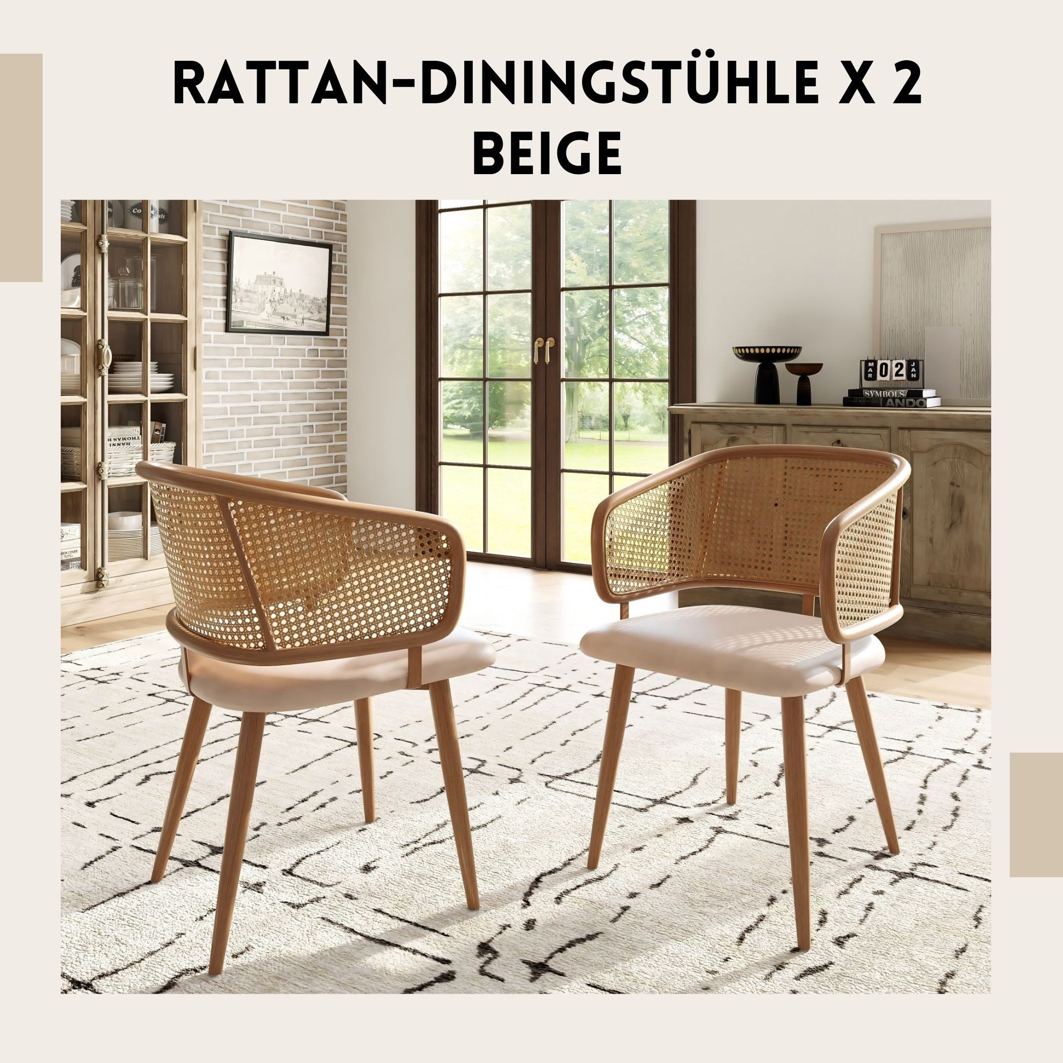 SeedWave Esszimmerstuhl Ergonomische Rattan-Diningstühle mit Armlehnen, günstig online kaufen
