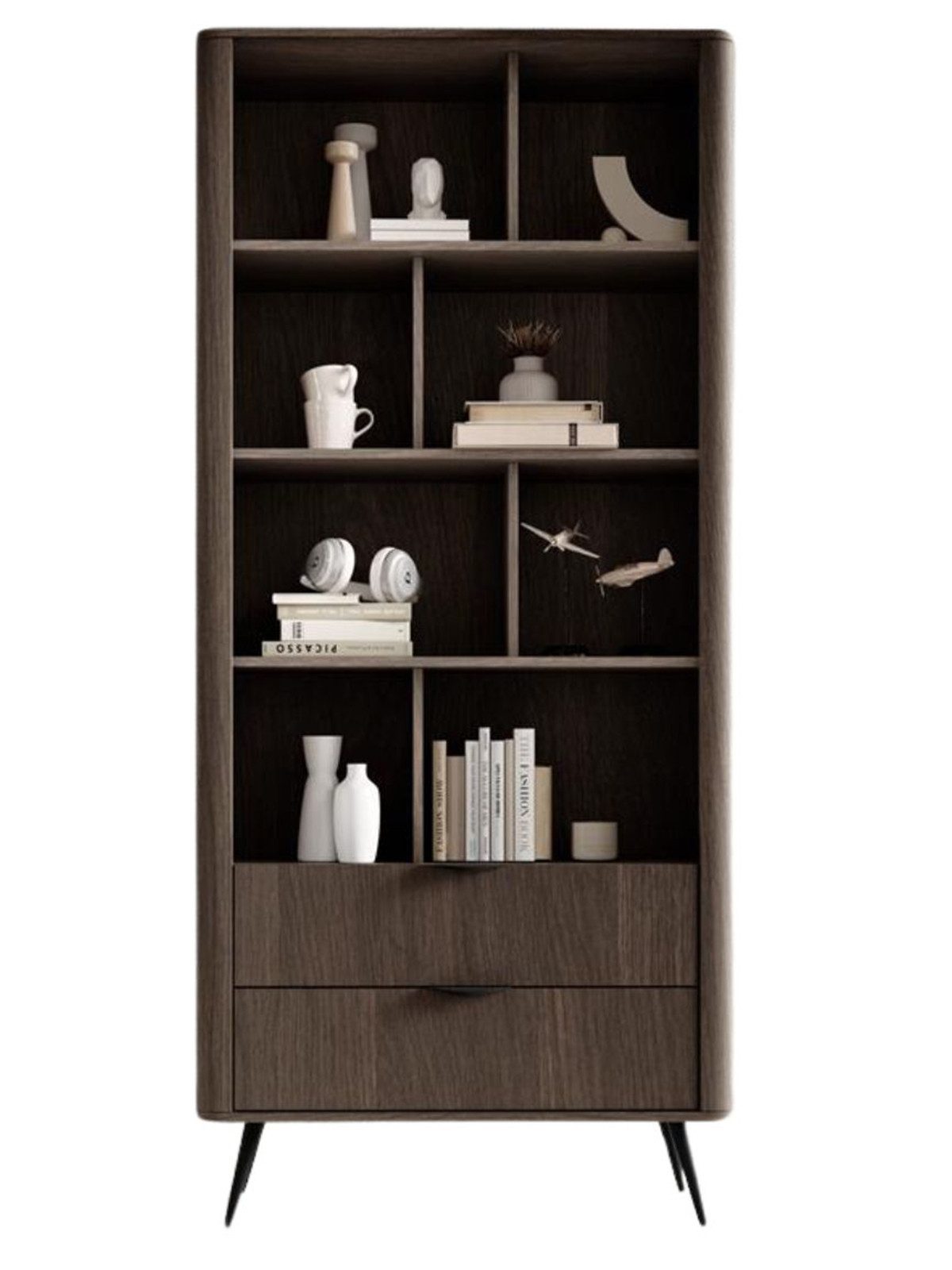 Compleo Bücherregal mit 2 Schubladen, Elegant Design, Eiche dunin