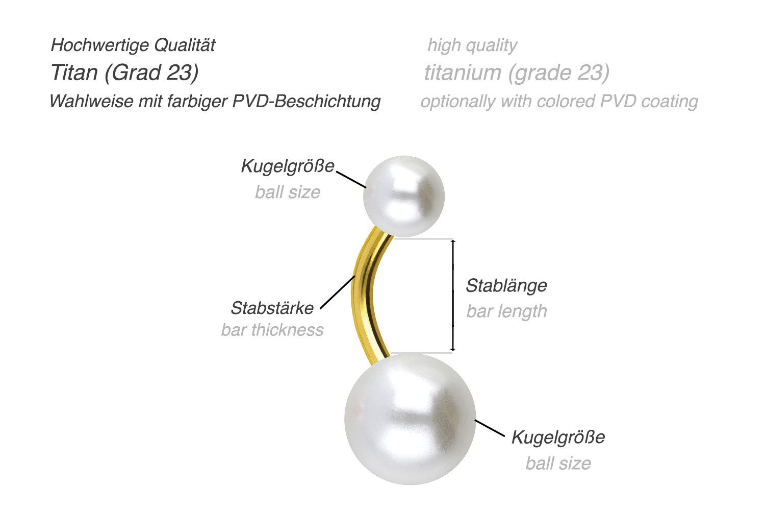 PIERCINGLINE Bauchnabelpiercing Titan Bananabell SYNTHETISCHE PERLEN günstig online kaufen