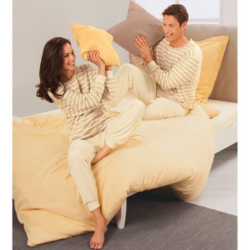 götting Pyjama Herren-Schlafanzug naturbelassen Frottee Streifen