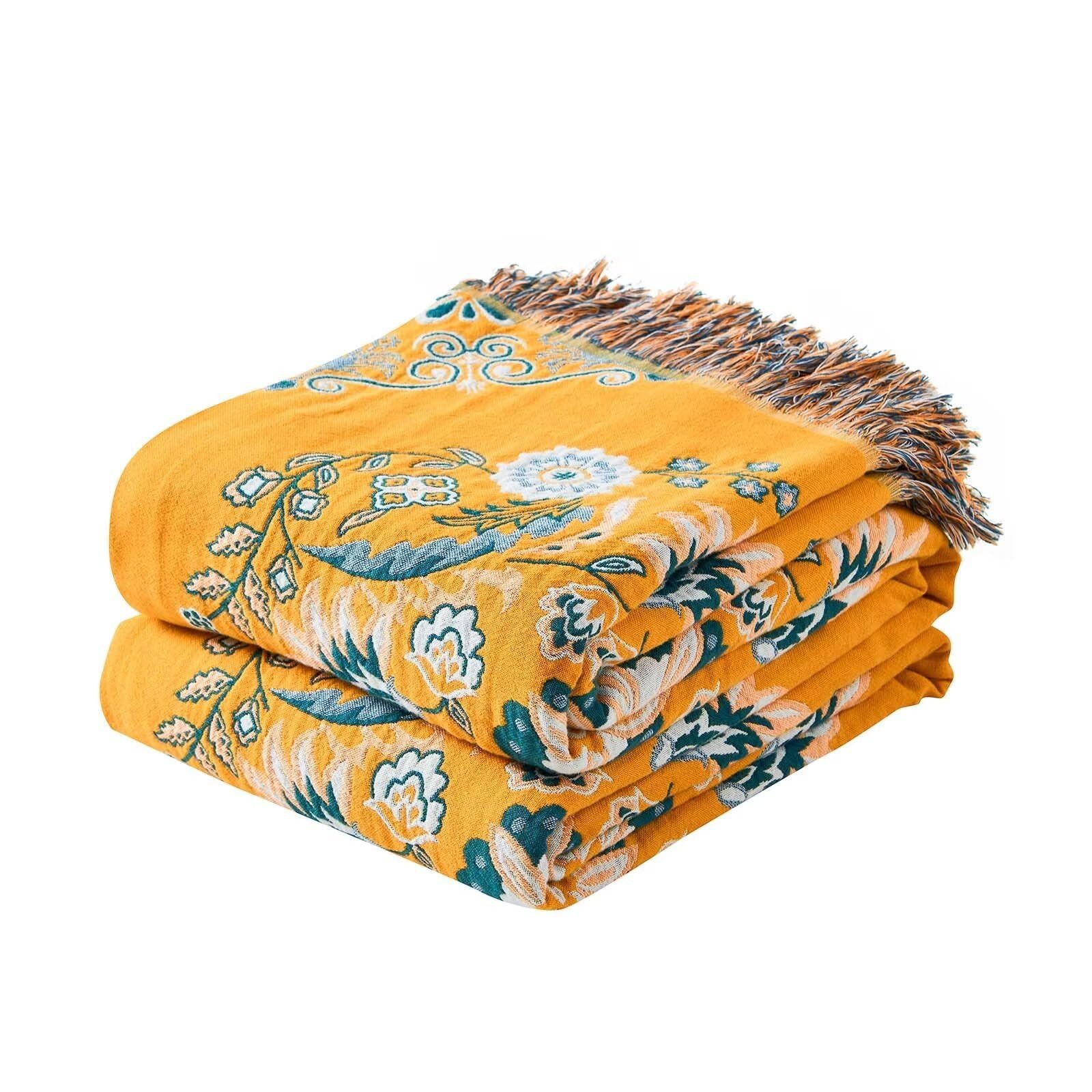 Wohndecke Boho Tagesdecke, TV-Decke Sofa-Bettdecke, Ultraweich & Rustikal, Diwzbyn, Wendedecke mit Blumenmuster, Leichte Sommerdecke für Bett, Sofa