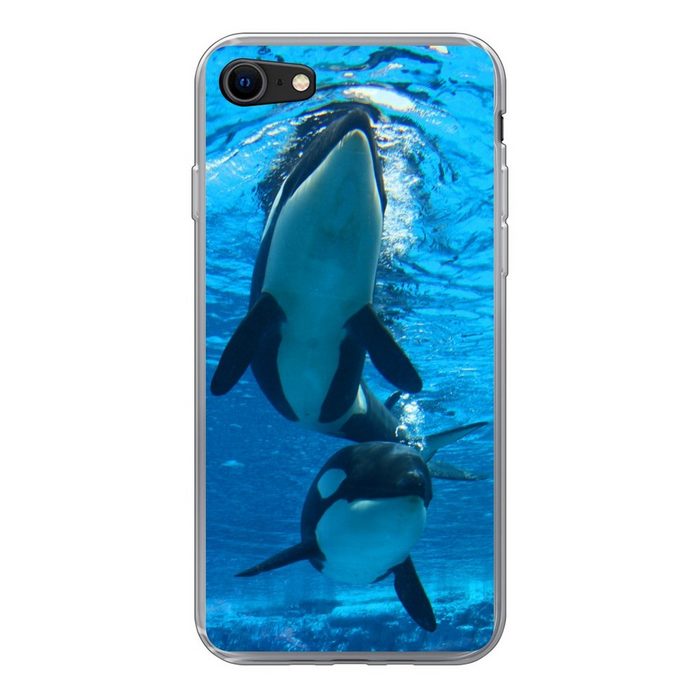 MuchoWow Handyhülle Zwei Orcas unter Wasser Handyhülle Apple iPhone 7 Smartphone-Bumper Print Handy Schutzhülle