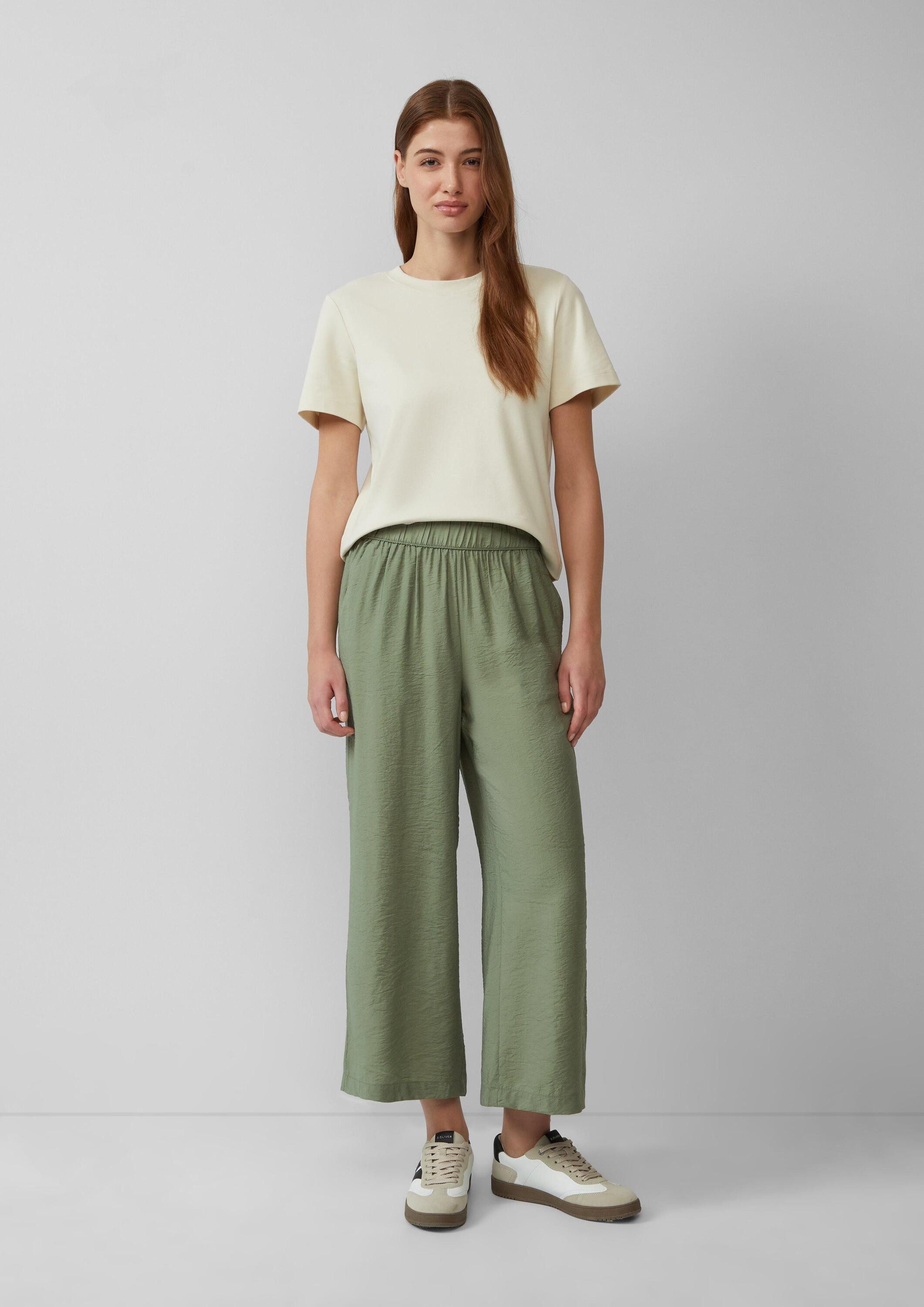 s.Oliver Culotte Hose Strukturierte Culotte mit Elastikbund und Eingrifftaschen